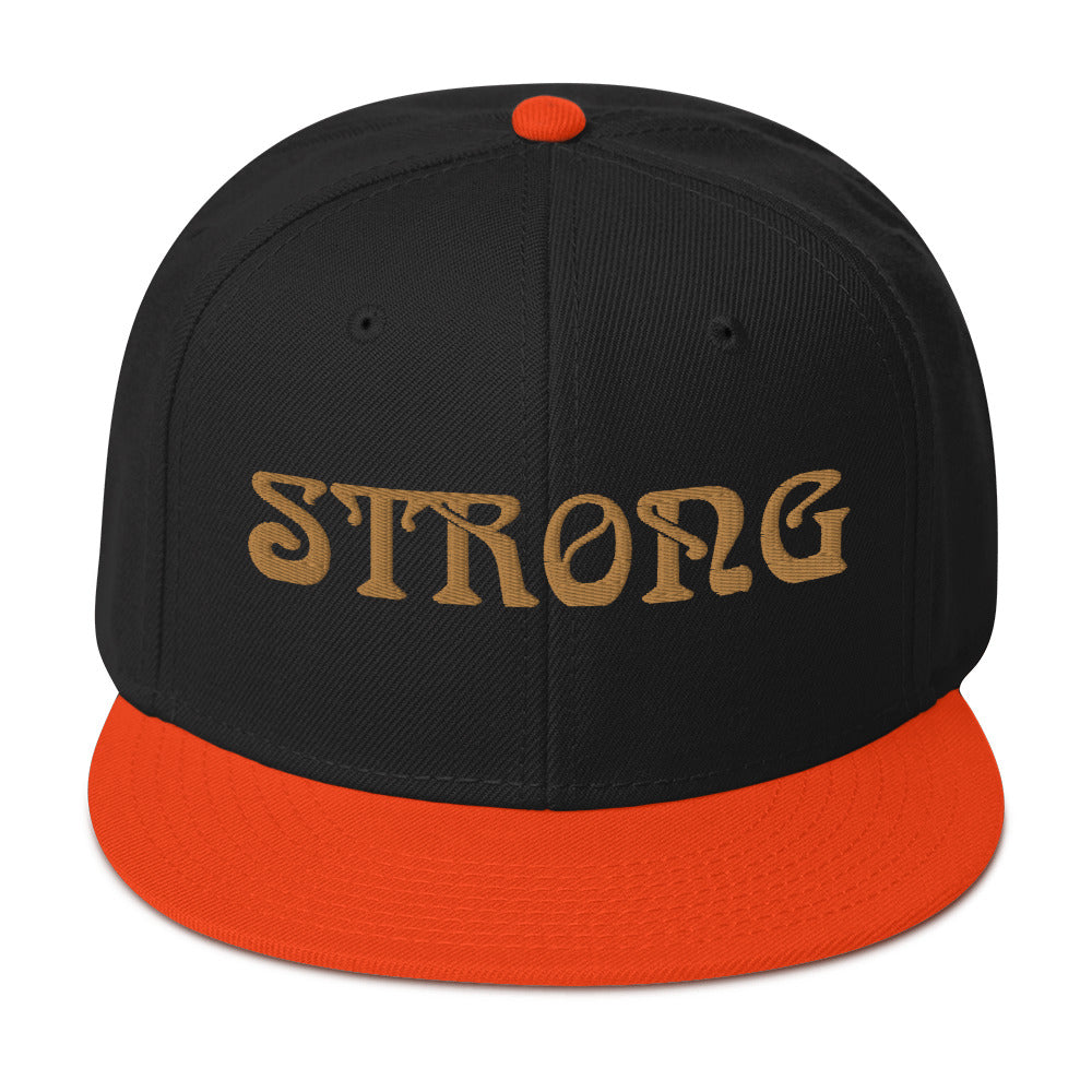 “STRONG”Snapback Hat W/Bronze Font