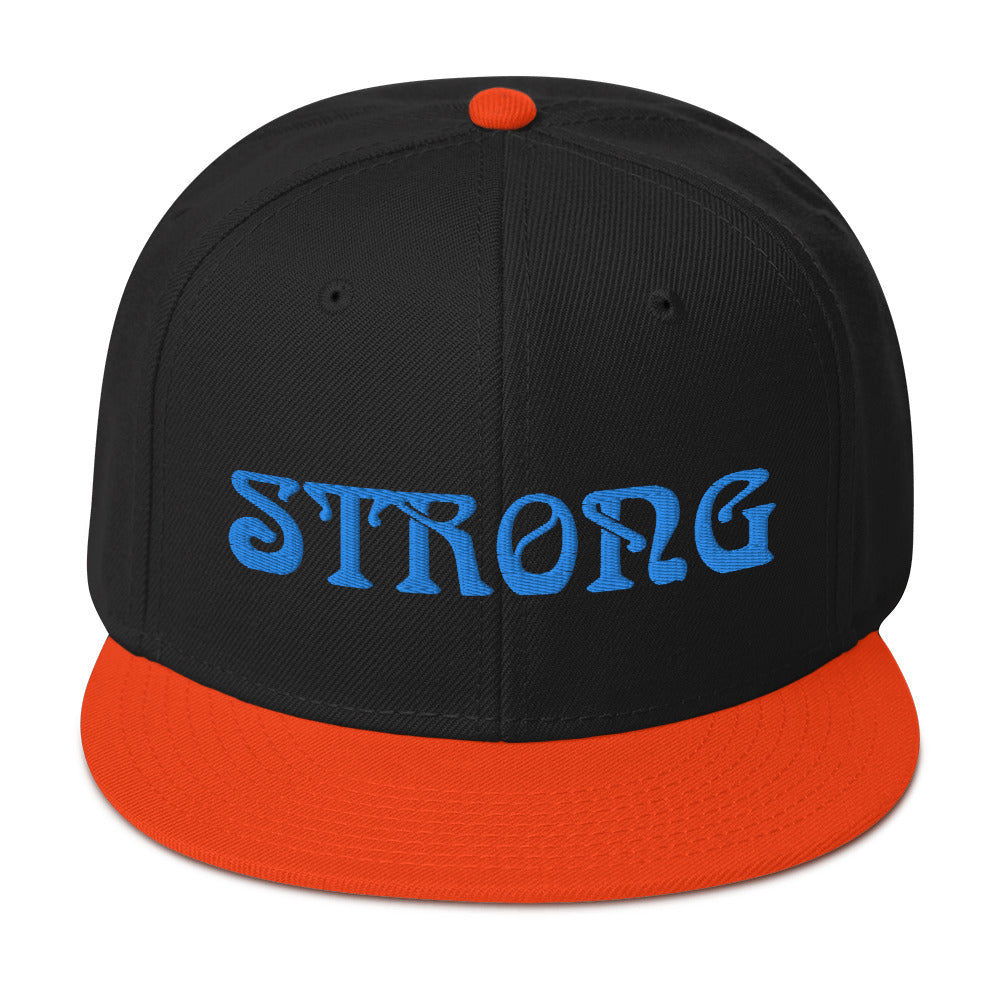 “STRONG”Snapback Hat W/Aqua Font