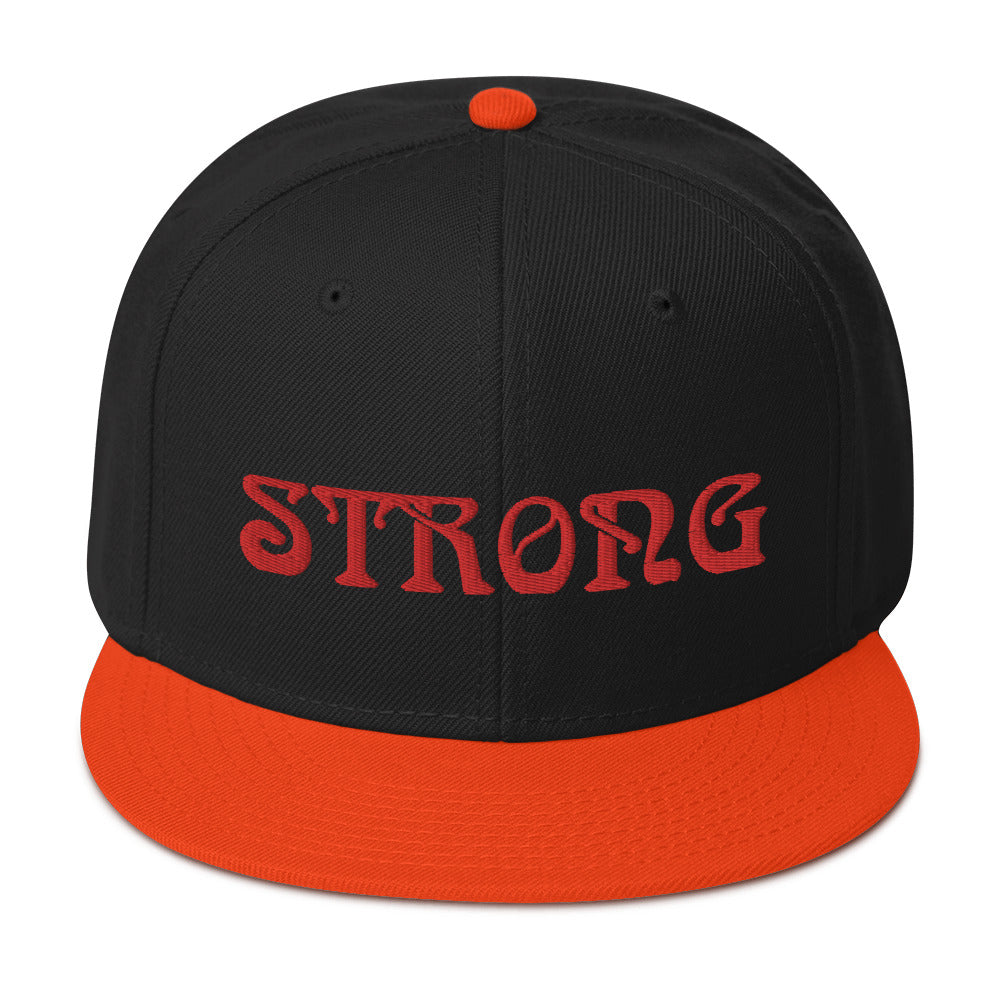 “STRONG”Snapback Hat W/Red Font