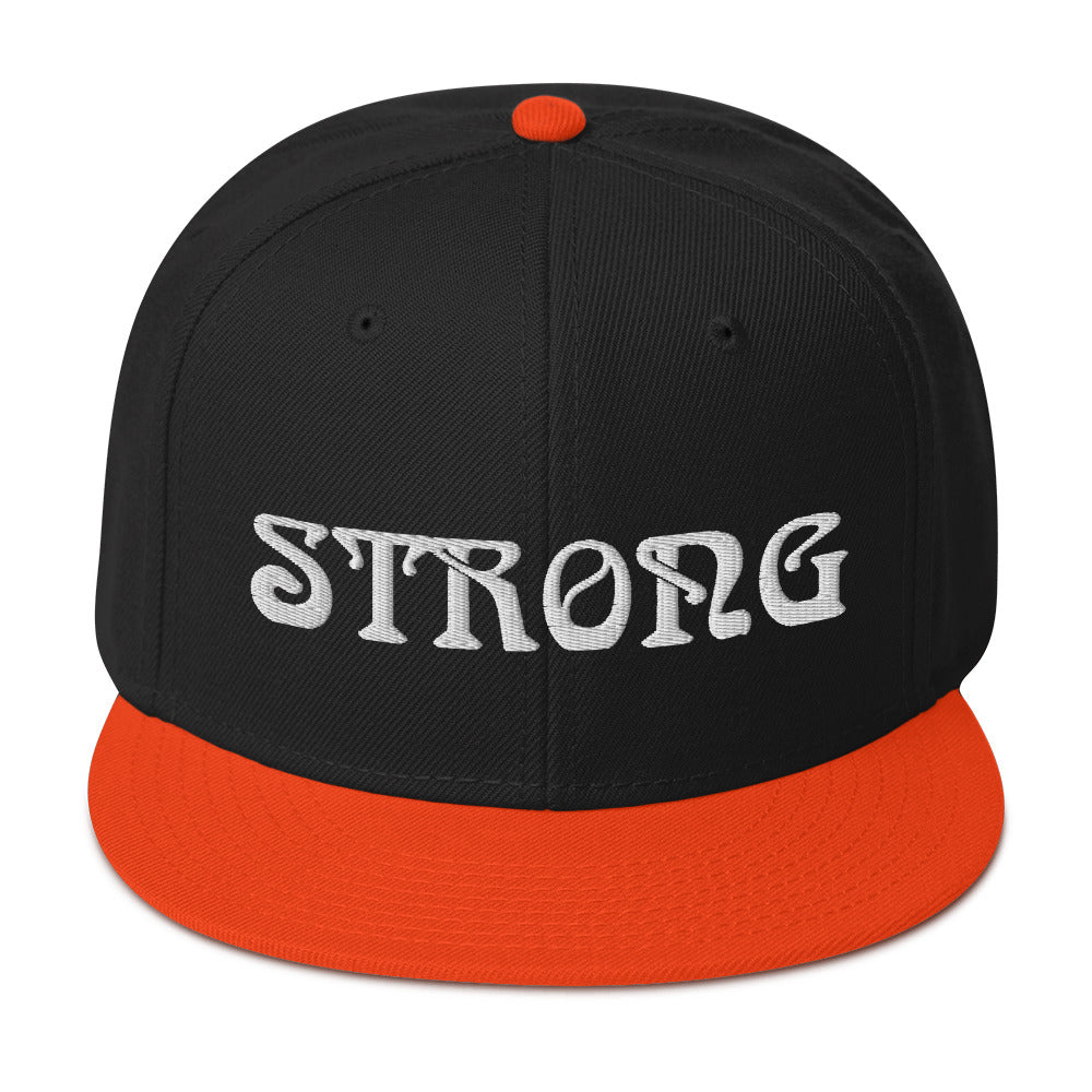 “STRONG”Snapback Hat W/White Font