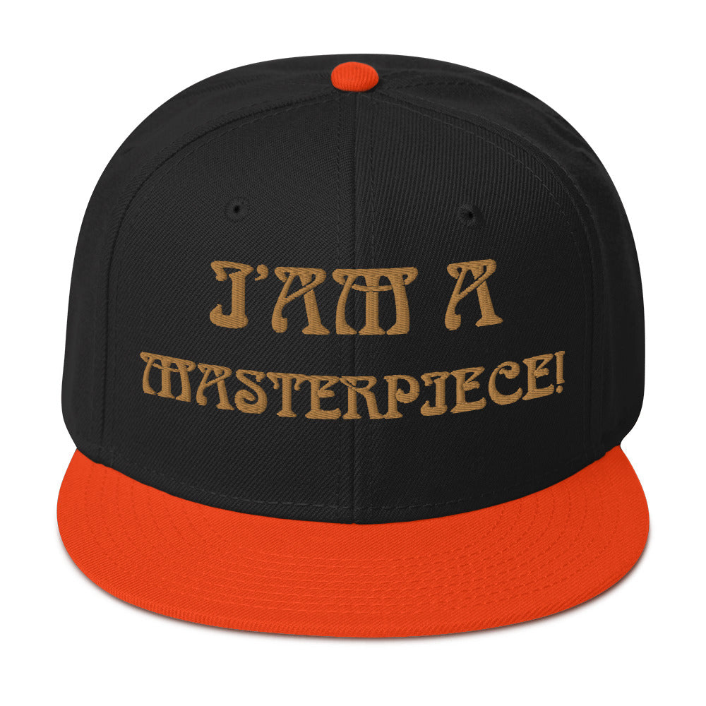 “I’AM A MASTERPIECE!"Snapback Hat W/Bronze Font