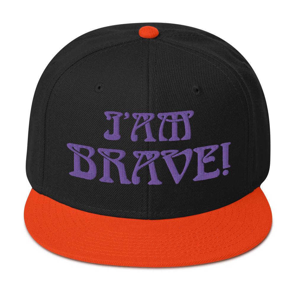 “I’AM BRAVE!”Snapback Hat W/Purple Font