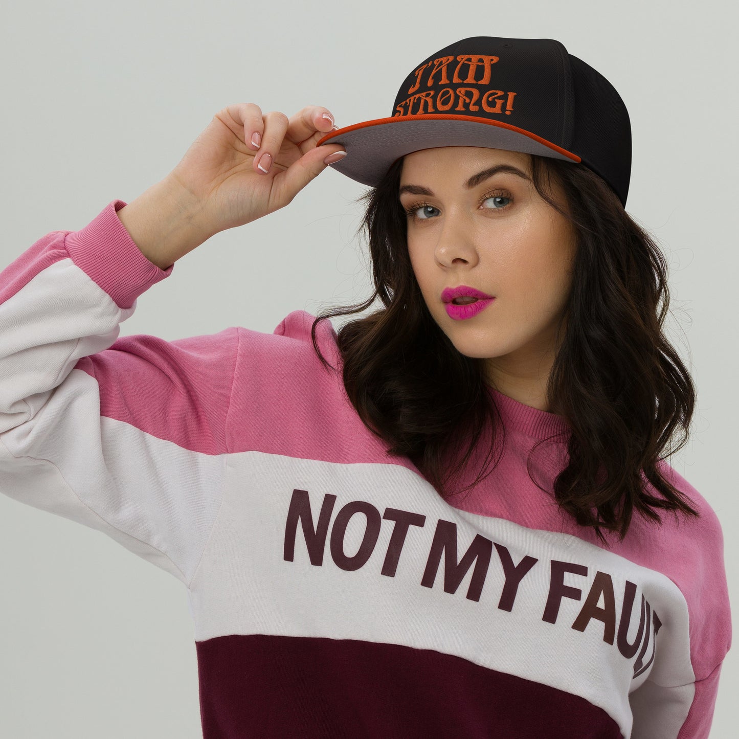 “I’AM STRONG!”Snapback Hat W/Orange Font