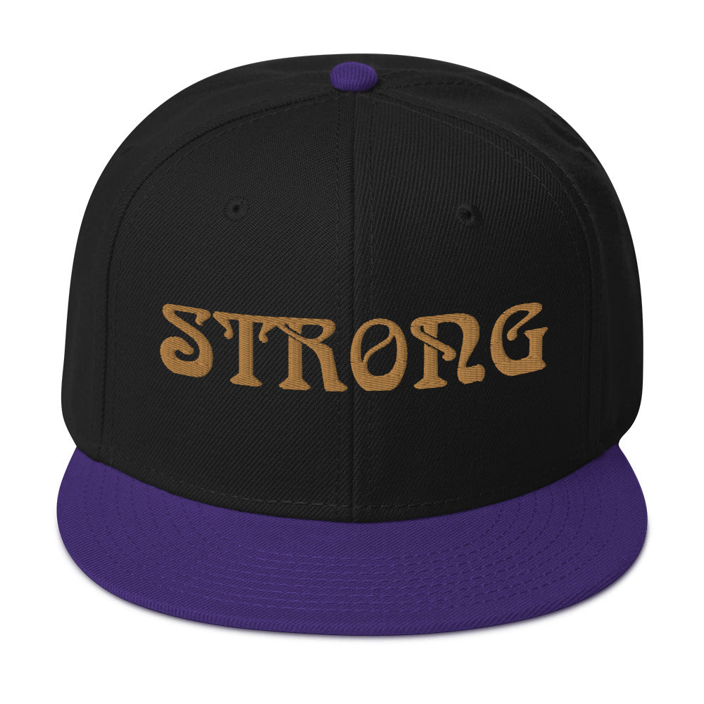 “STRONG”Snapback Hat W/Bronze Font