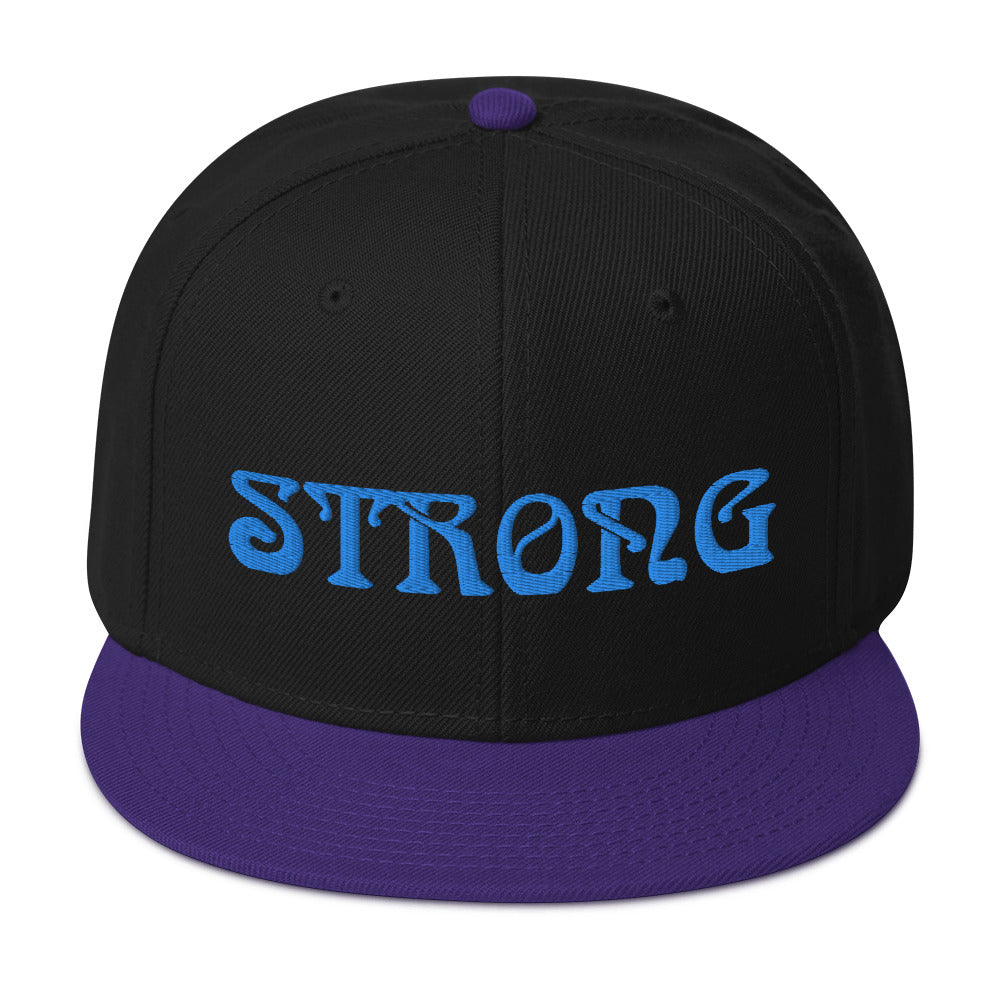 “STRONG”Snapback Hat W/Aqua Font