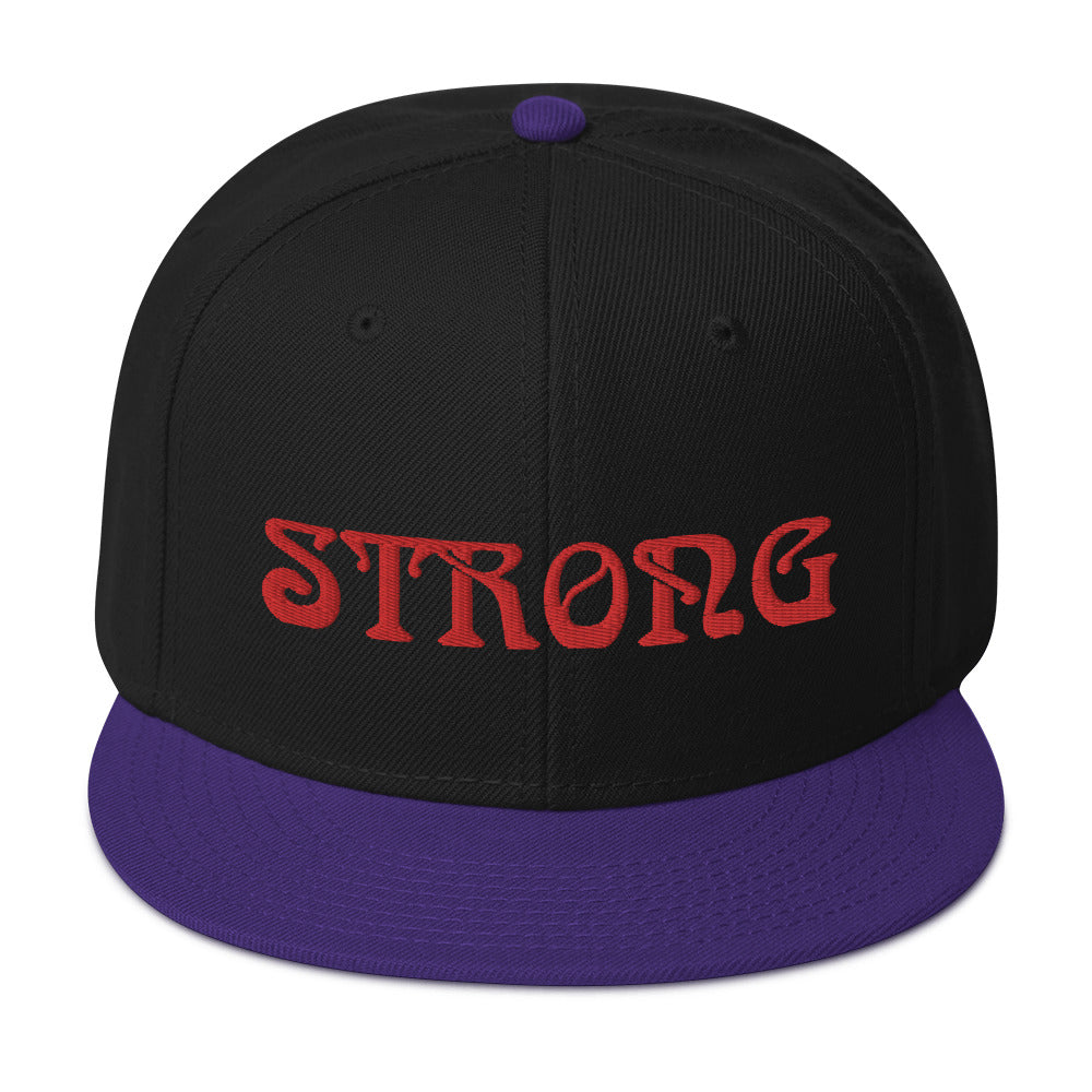 “STRONG”Snapback Hat W/Red Font