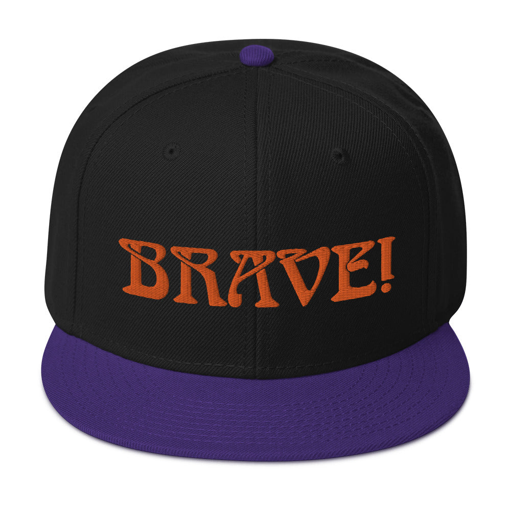 “BRAVE!”Snapback Hat W/Orange Font