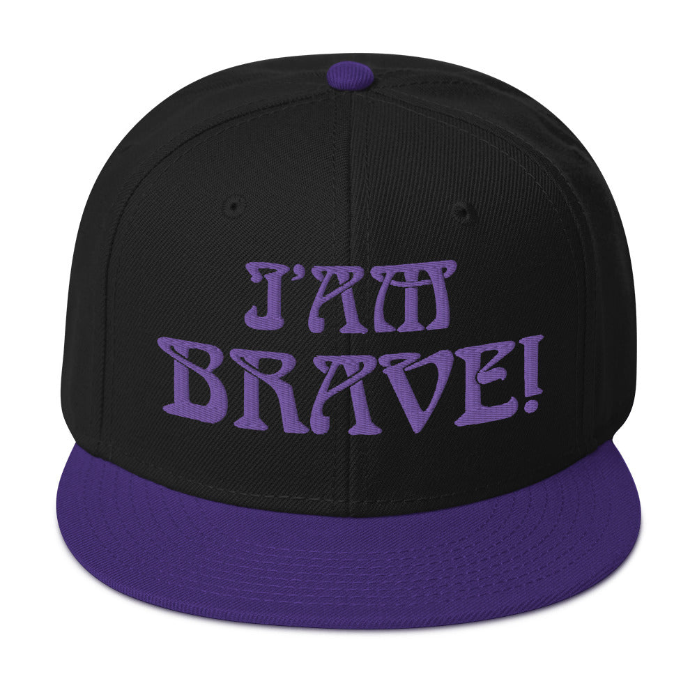 “I’AM BRAVE!”Snapback Hat W/Purple Font
