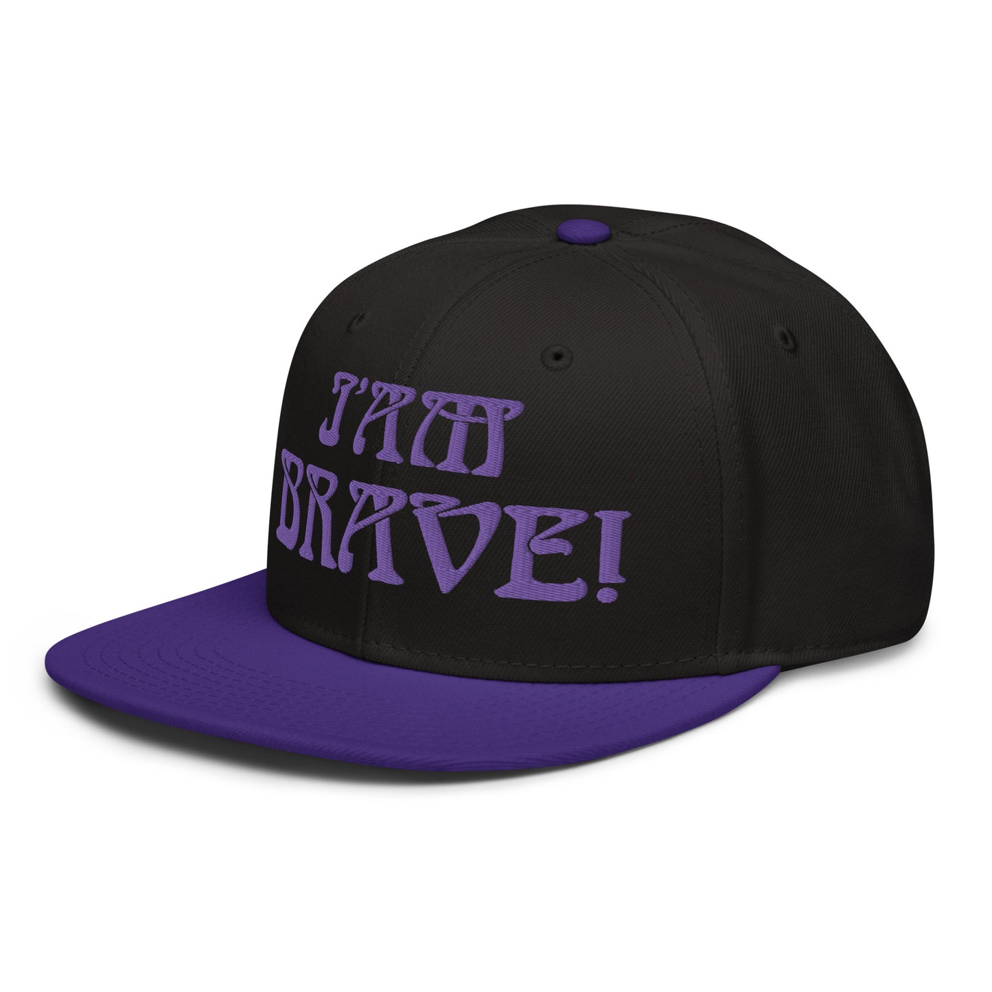 “I’AM BRAVE!”Snapback Hat W/Purple Font