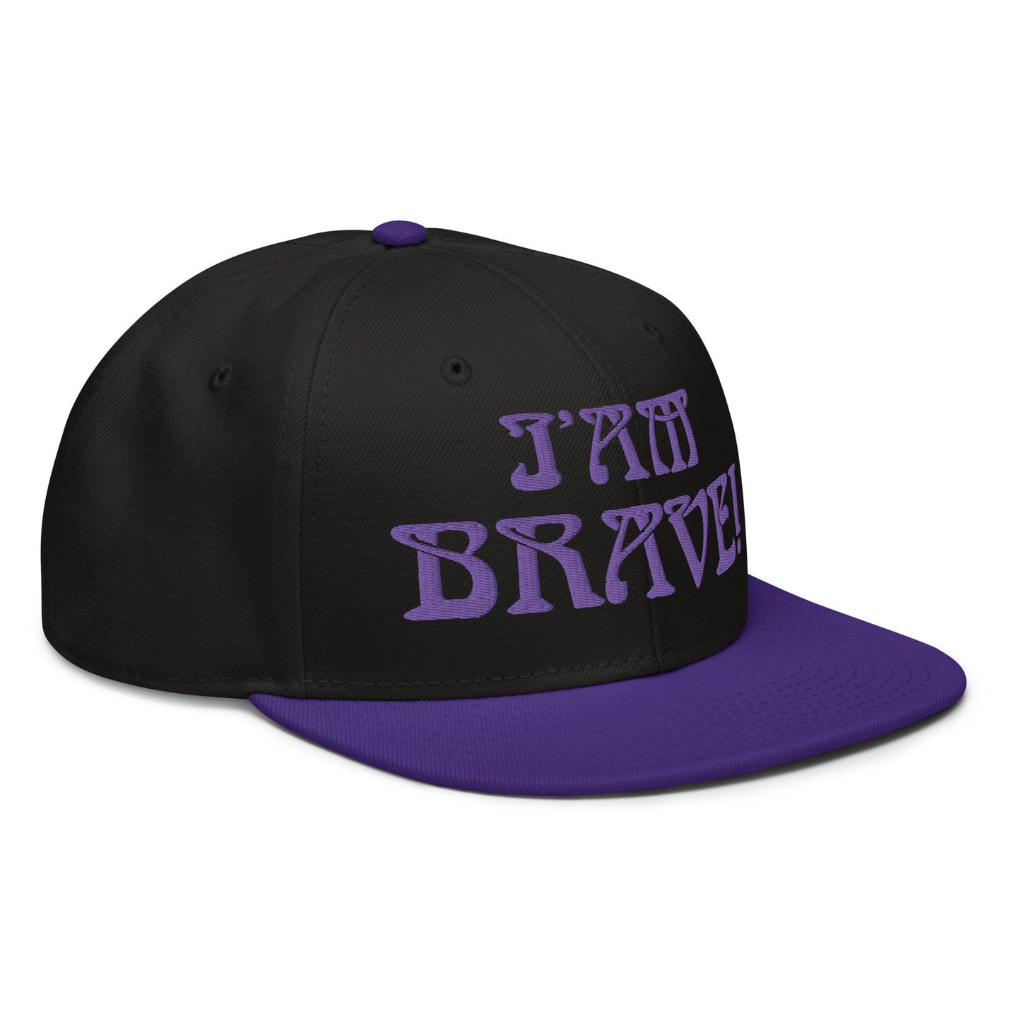 “I’AM BRAVE!”Snapback Hat W/Purple Font