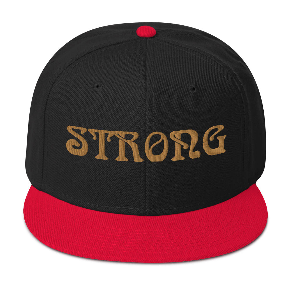 “STRONG”Snapback Hat W/Bronze Font