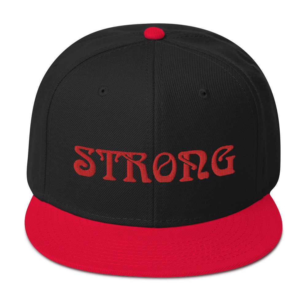 “STRONG”Snapback Hat W/Red Font
