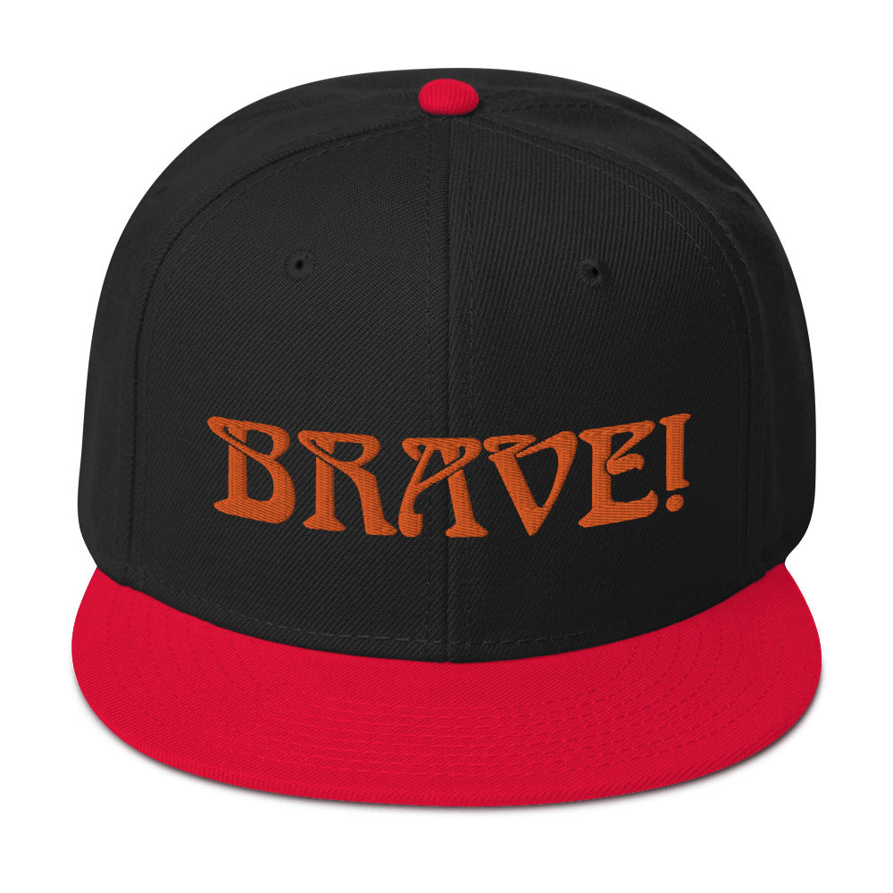 “BRAVE!”Snapback Hat W/Orange Font