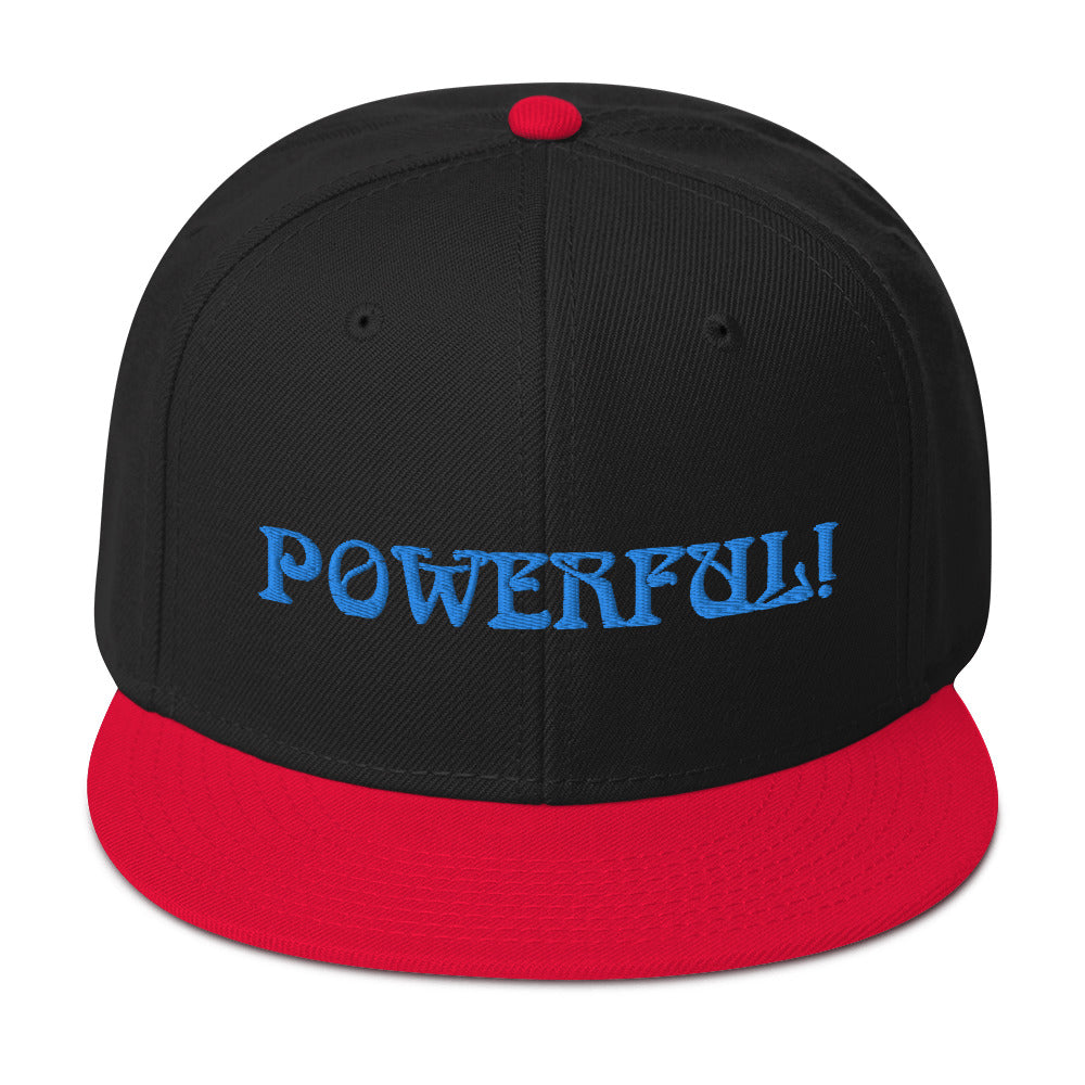 “POWERFUL!”Snapback Hat W/Aqua Font