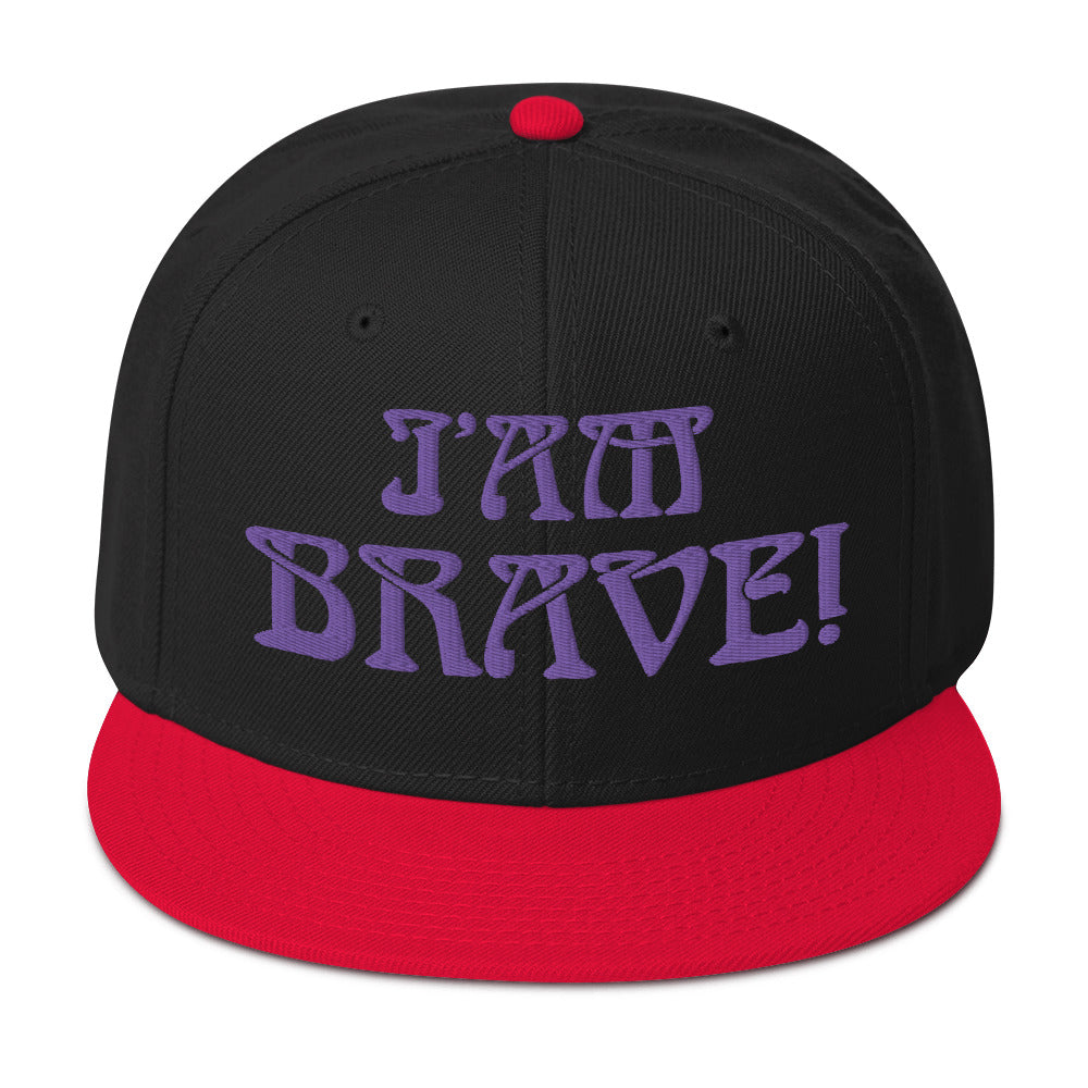 “I’AM BRAVE!”Snapback Hat W/Purple Font