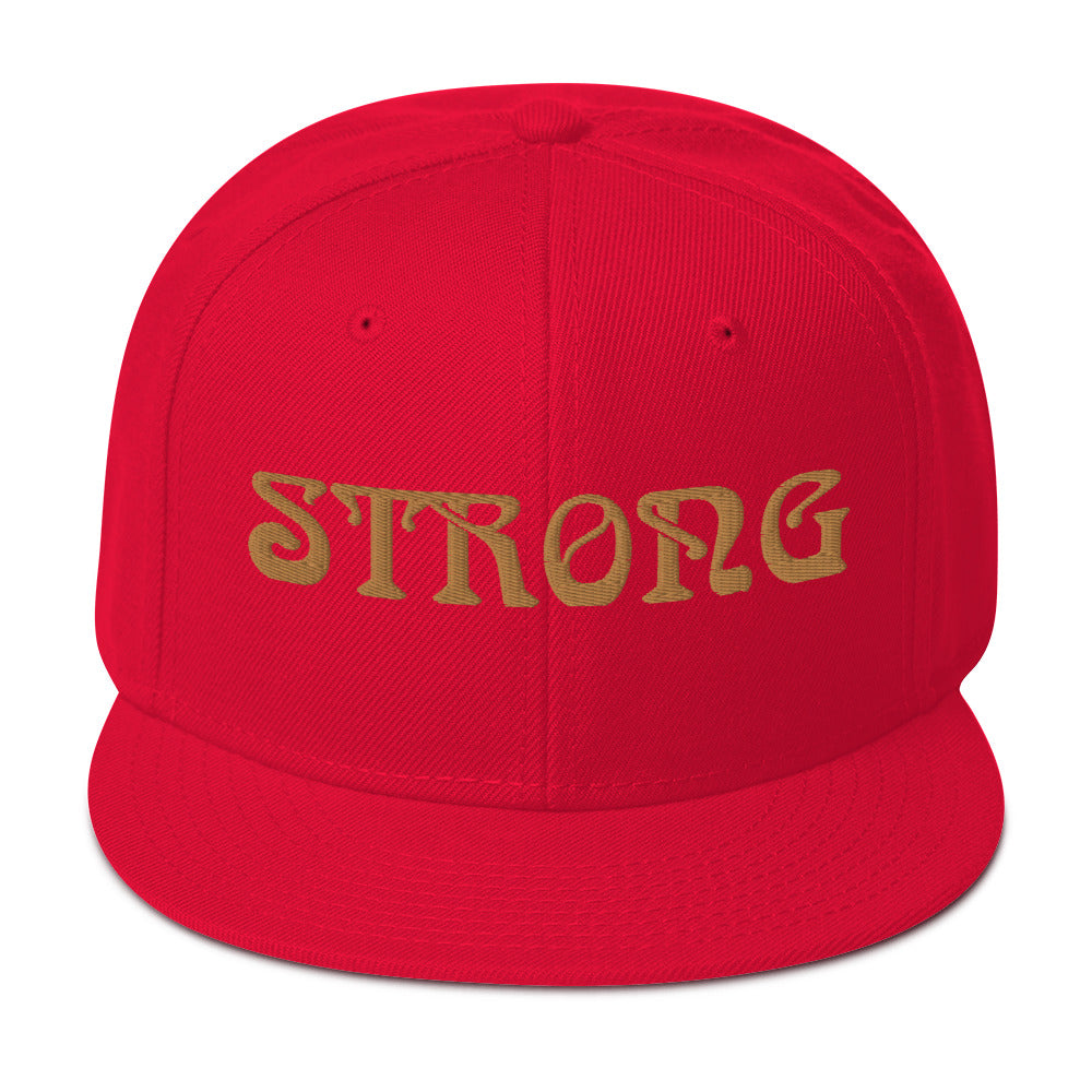“STRONG”Snapback Hat W/Bronze Font