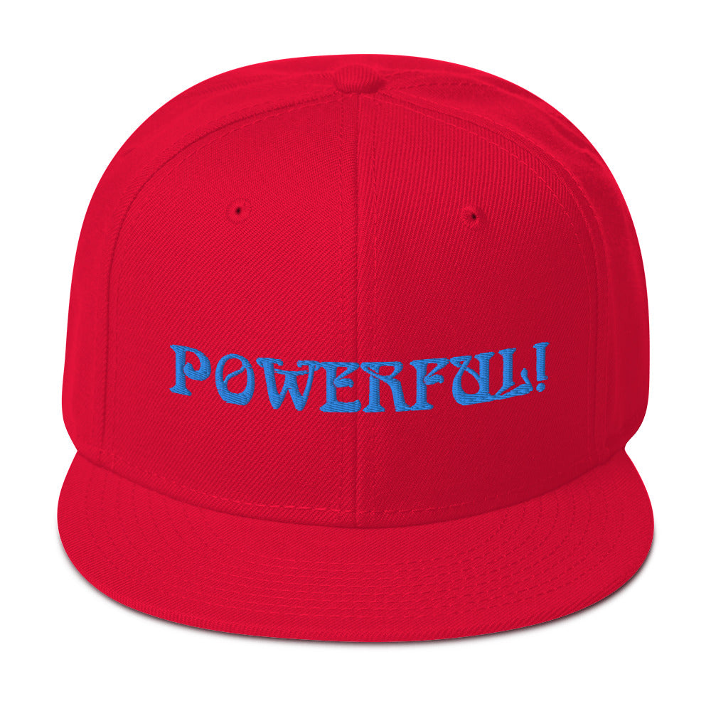 “POWERFUL!”Snapback Hat W/Aqua Font