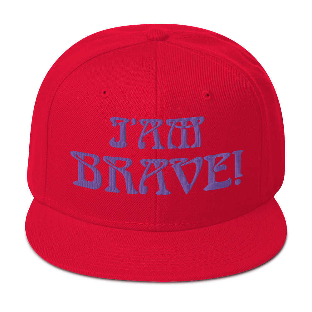 “I’AM BRAVE!”Snapback Hat W/Purple Font