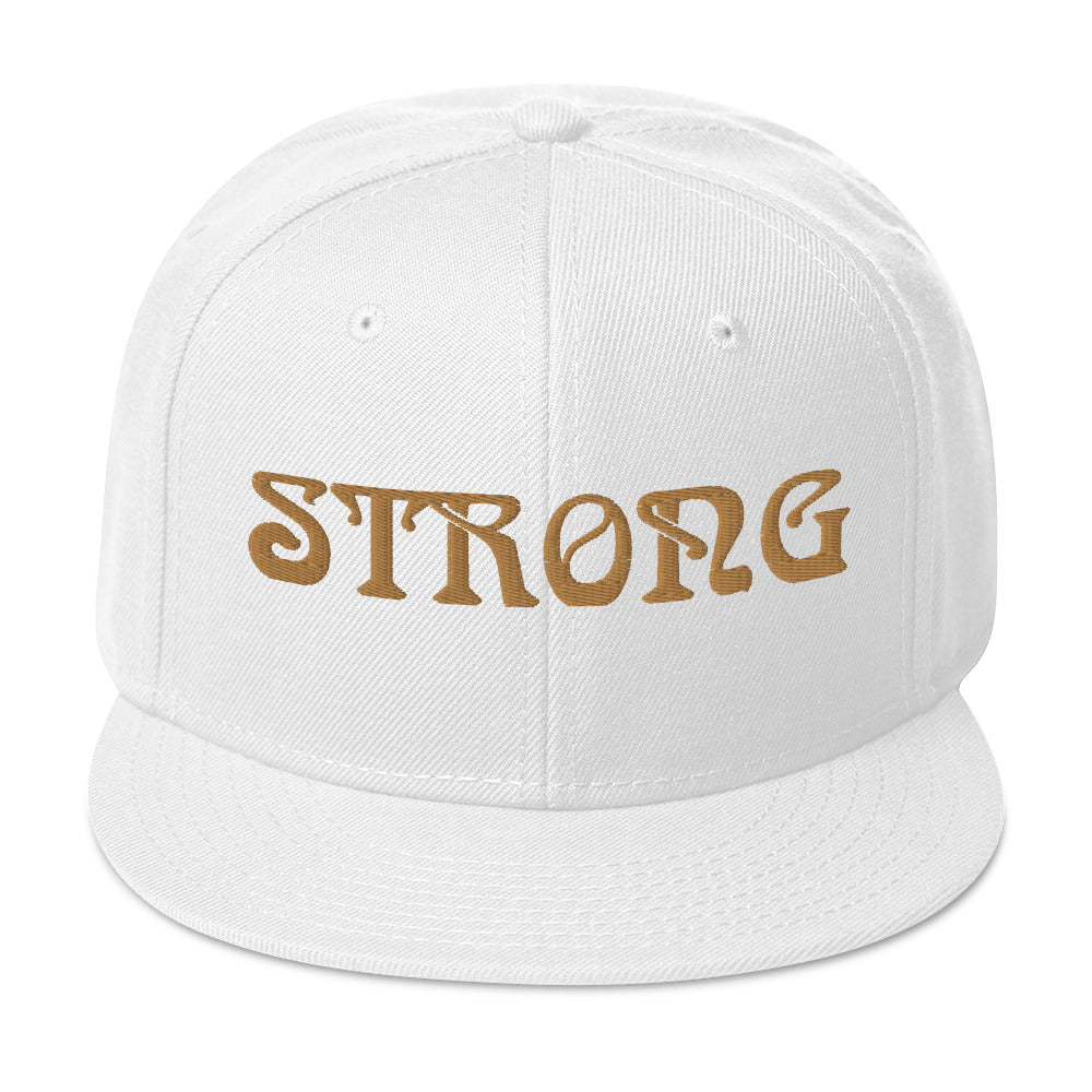 “STRONG”Snapback Hat W/Bronze Font