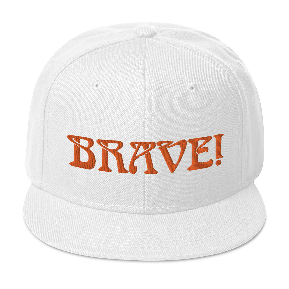“BRAVE!”Snapback Hat W/Orange Font