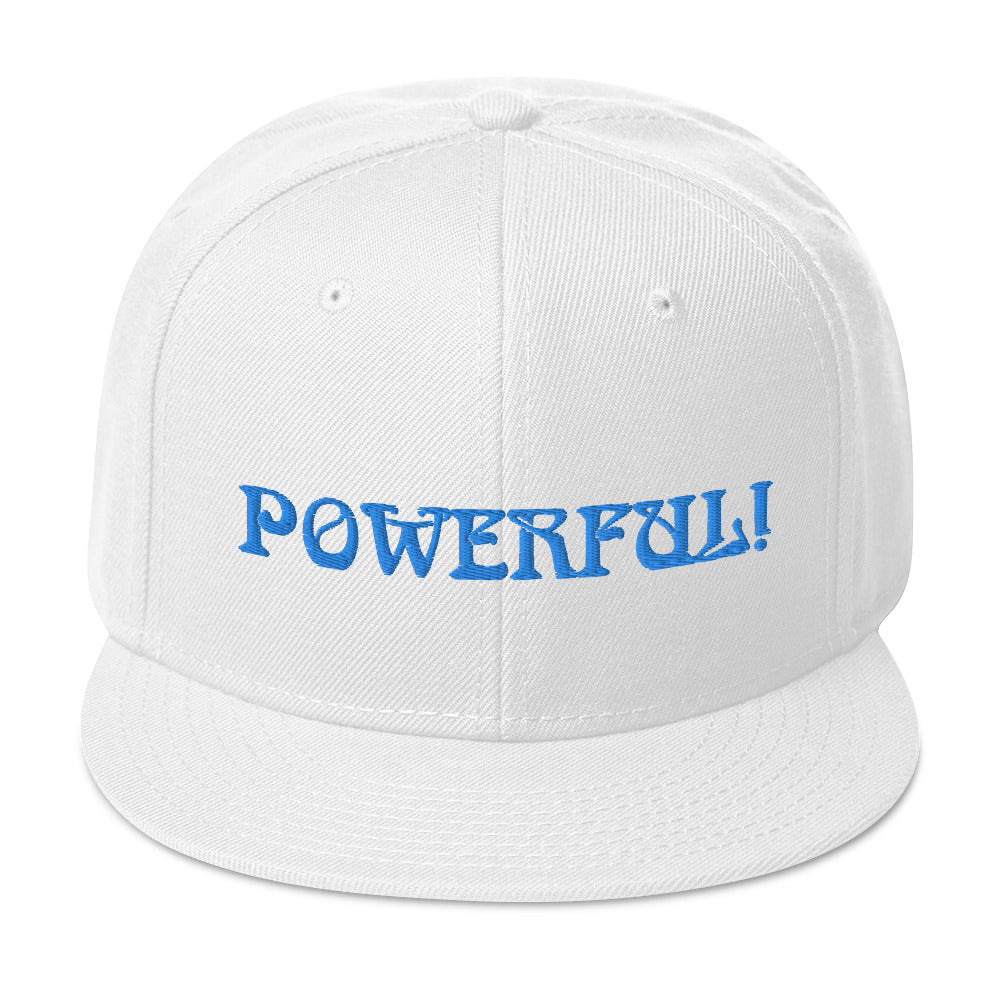 “POWERFUL!”Snapback Hat W/Aqua Font