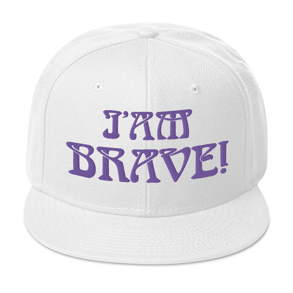 “I’AM BRAVE!”Snapback Hat W/Purple Font
