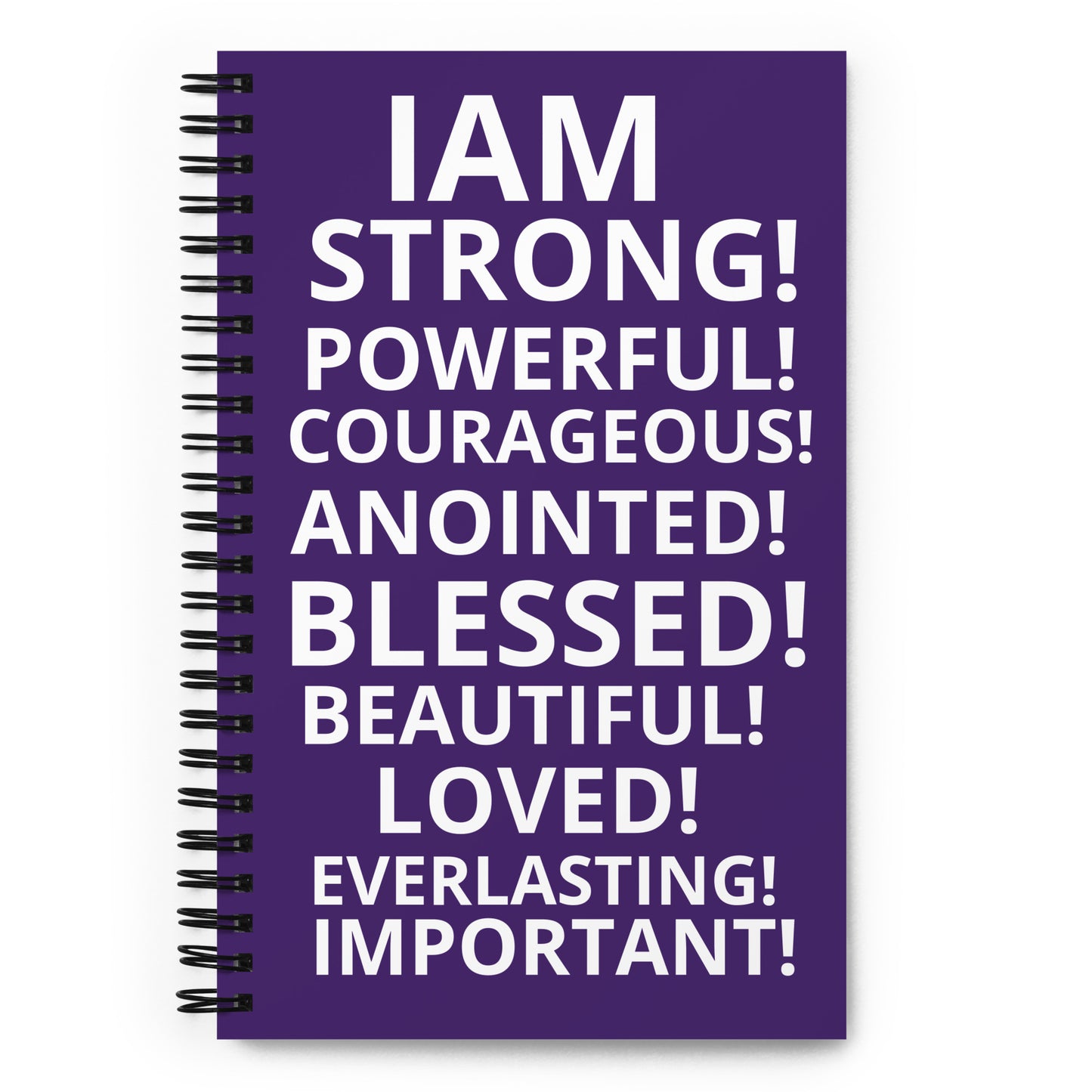“IAM”Purple Spiral Notebook W/White Font