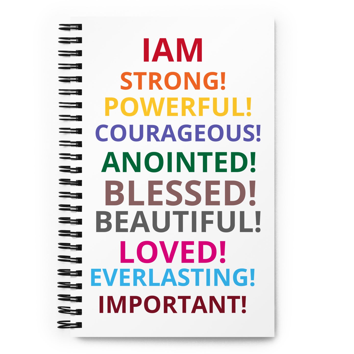 "STRONG"IAM! Affirmation Spiral Notebook W/Rainbow Font