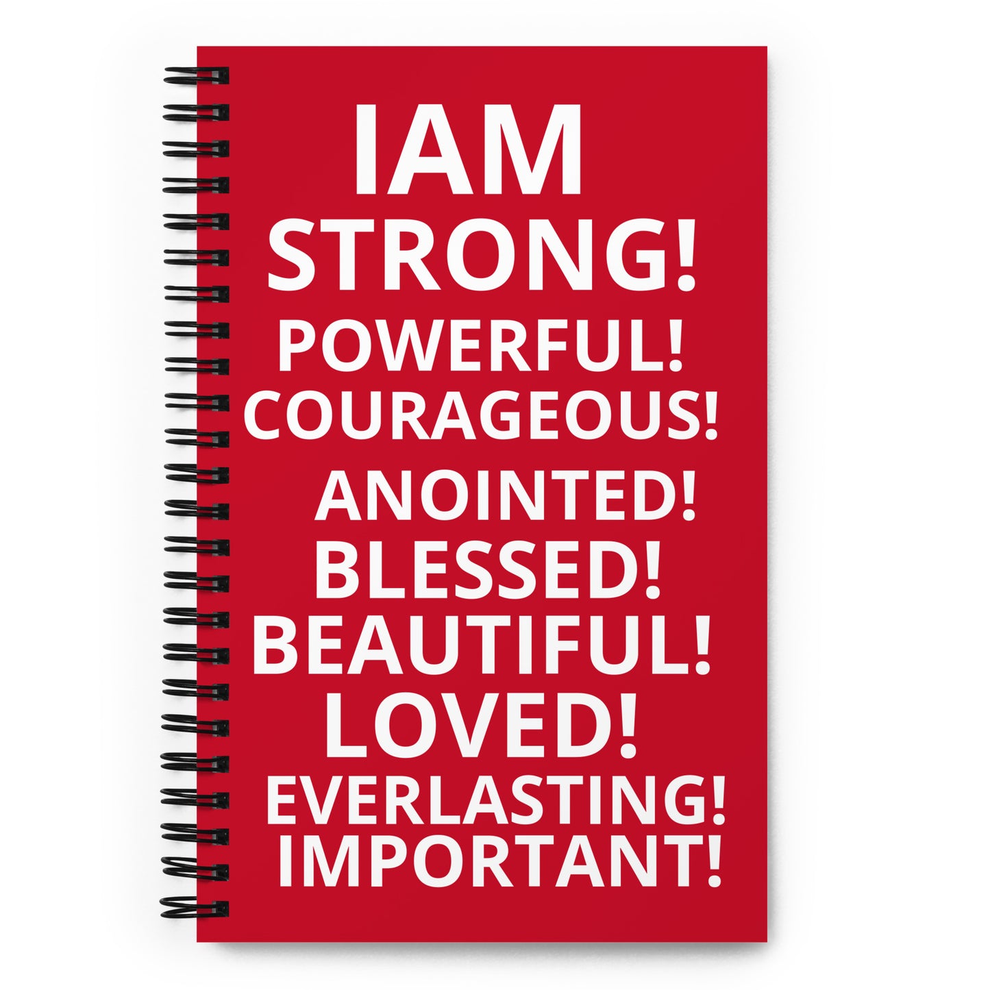 “IAM”Red Spiral Notebook W/White Font