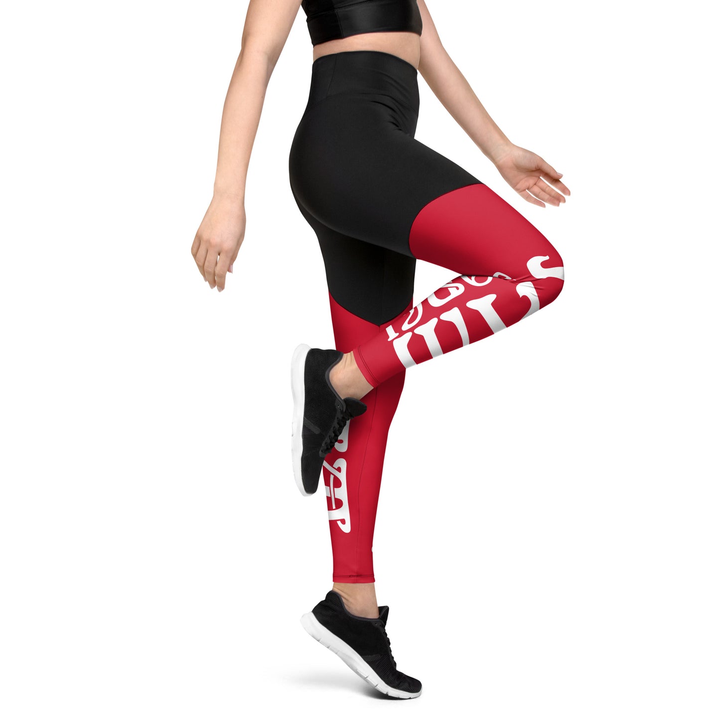 “I’AM STRONG!” Red Sports Leggings W/White Font