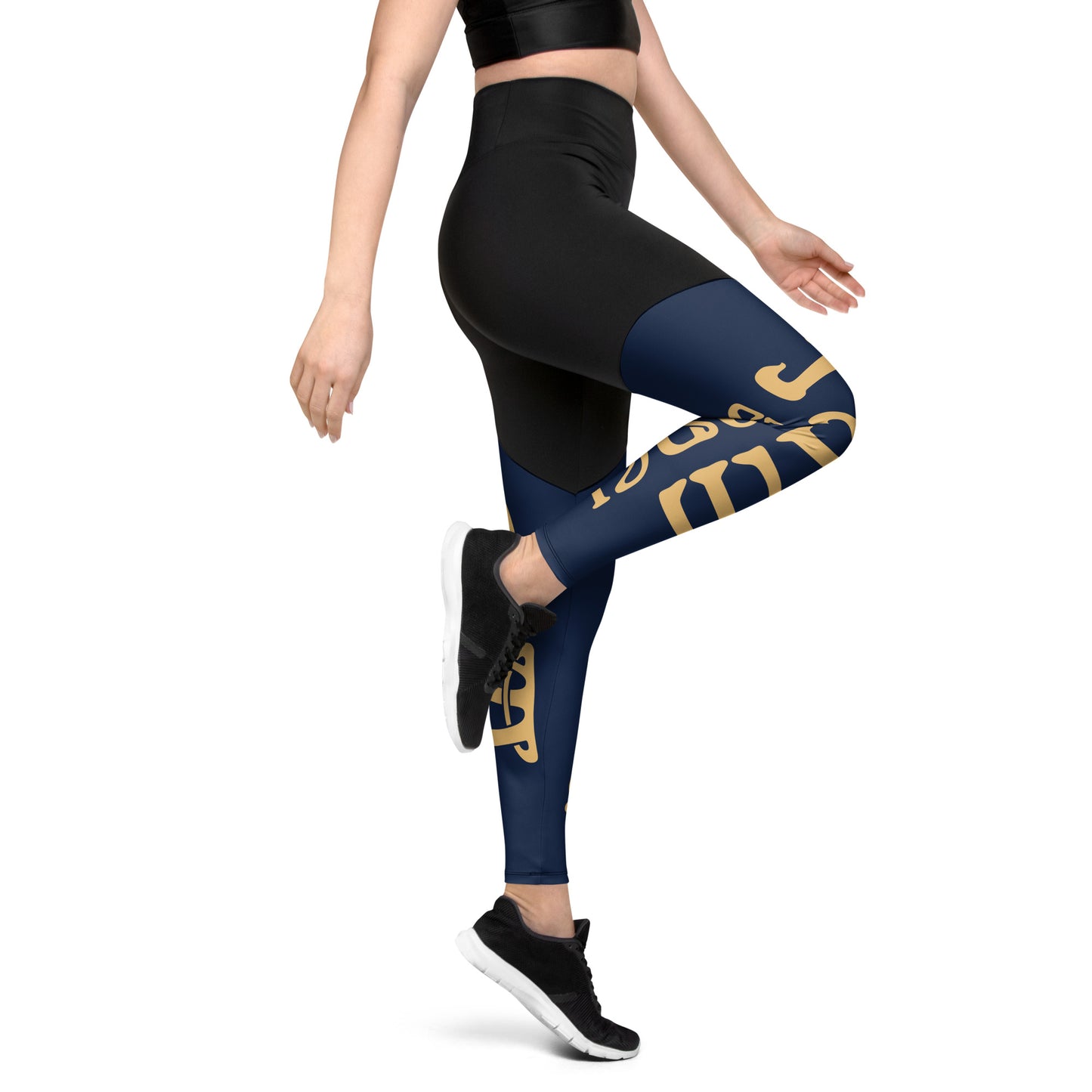 “I’AM STRONG!” Navy Sports Leggings W/Fawn Font