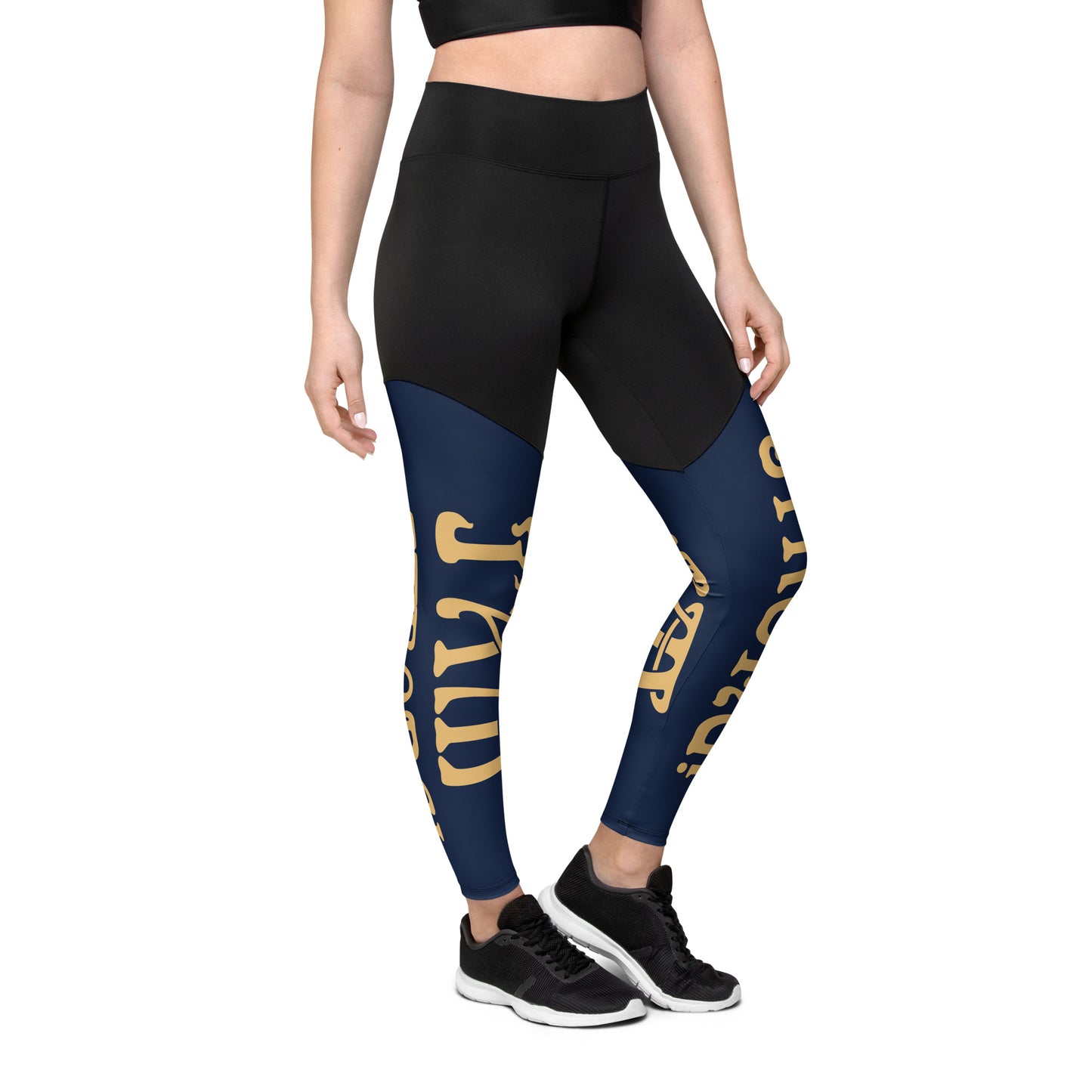 “I’AM STRONG!” Navy Sports Leggings W/Fawn Font