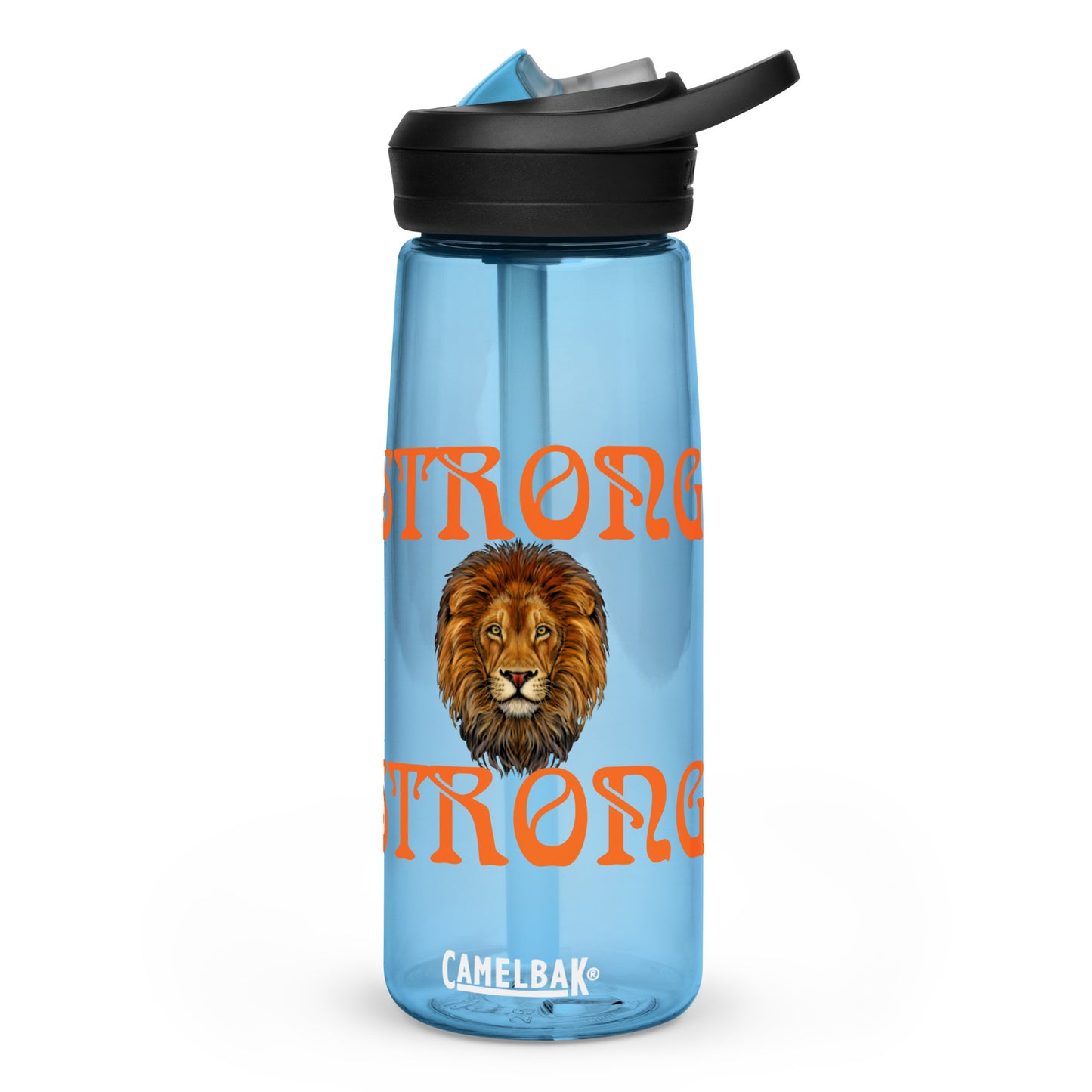 “STRONG” Sports Water Bottle W/Orange Font