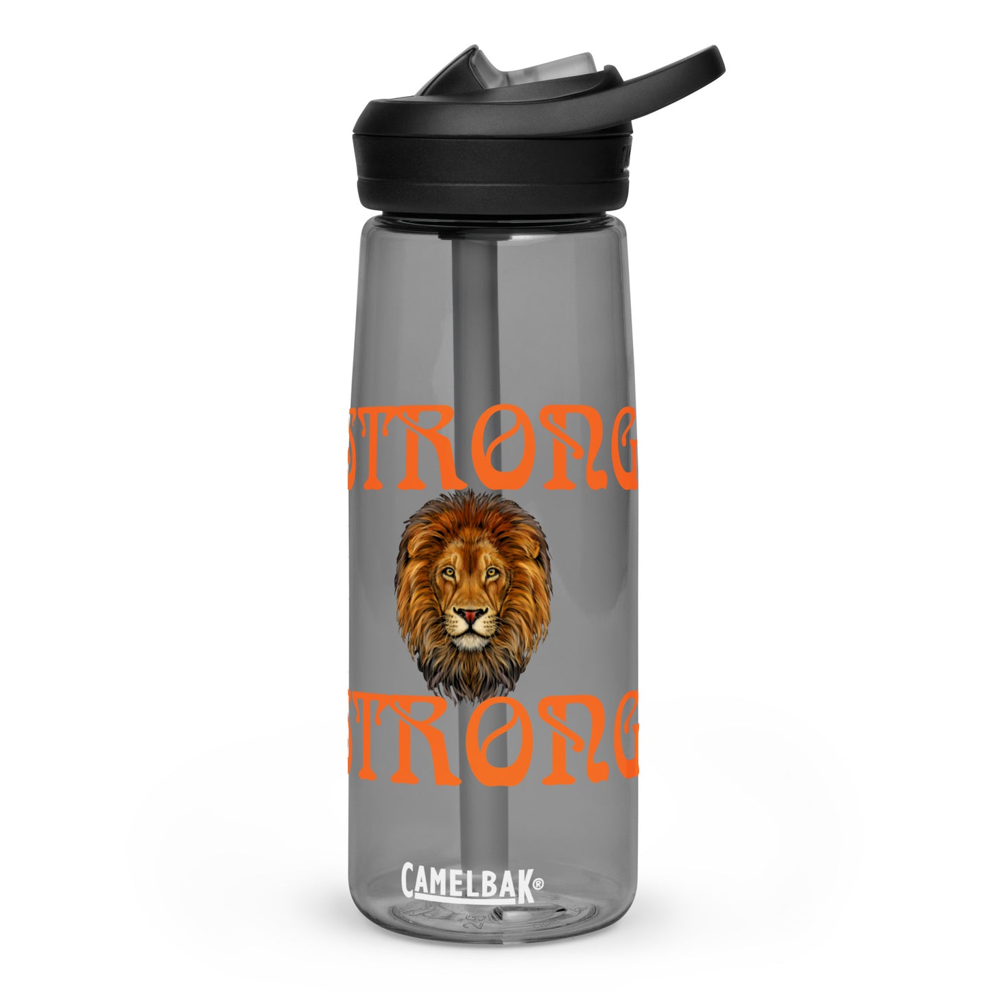 “STRONG” Sports Water Bottle W/Orange Font
