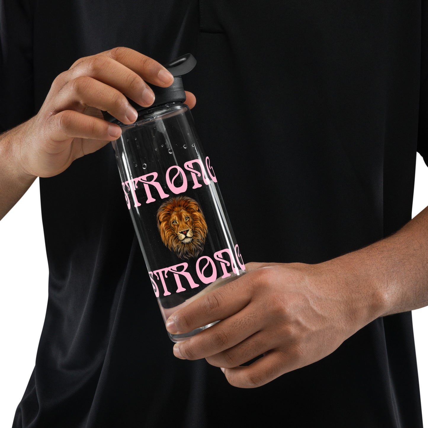 “STRONG” Sports Water Bottle W/Cotton Candy Font