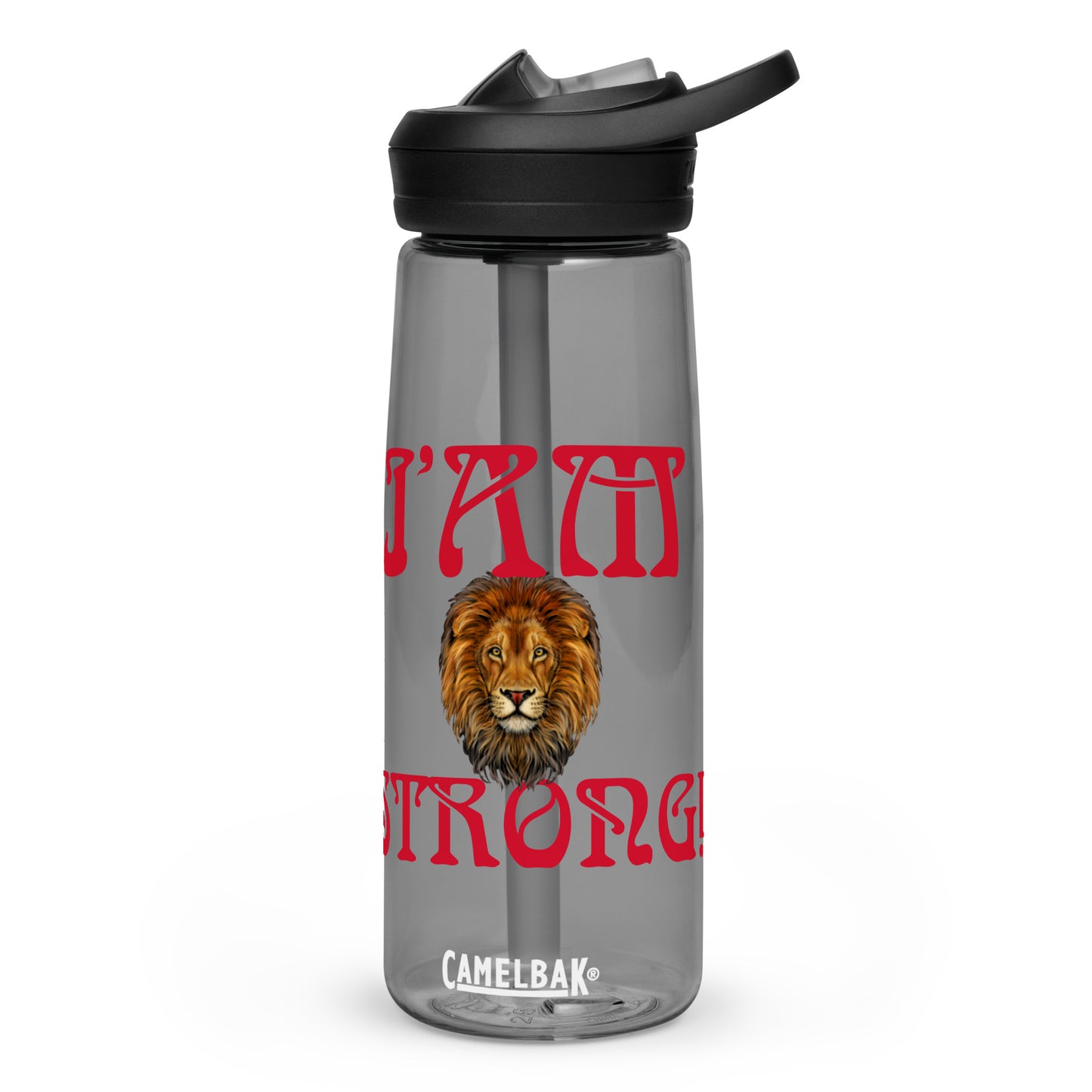 “I’AM STRONG!” Sports Water Bottle W/Red Font