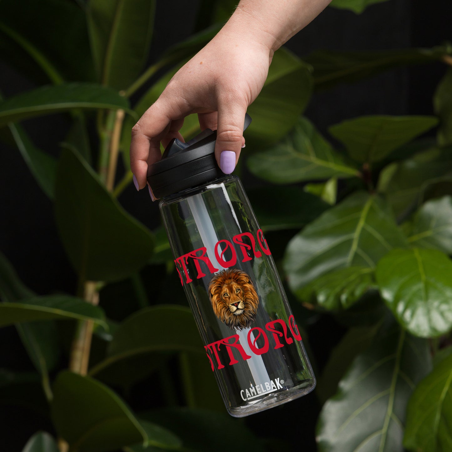 “STRONG” Sports Water Bottle W/Red Font