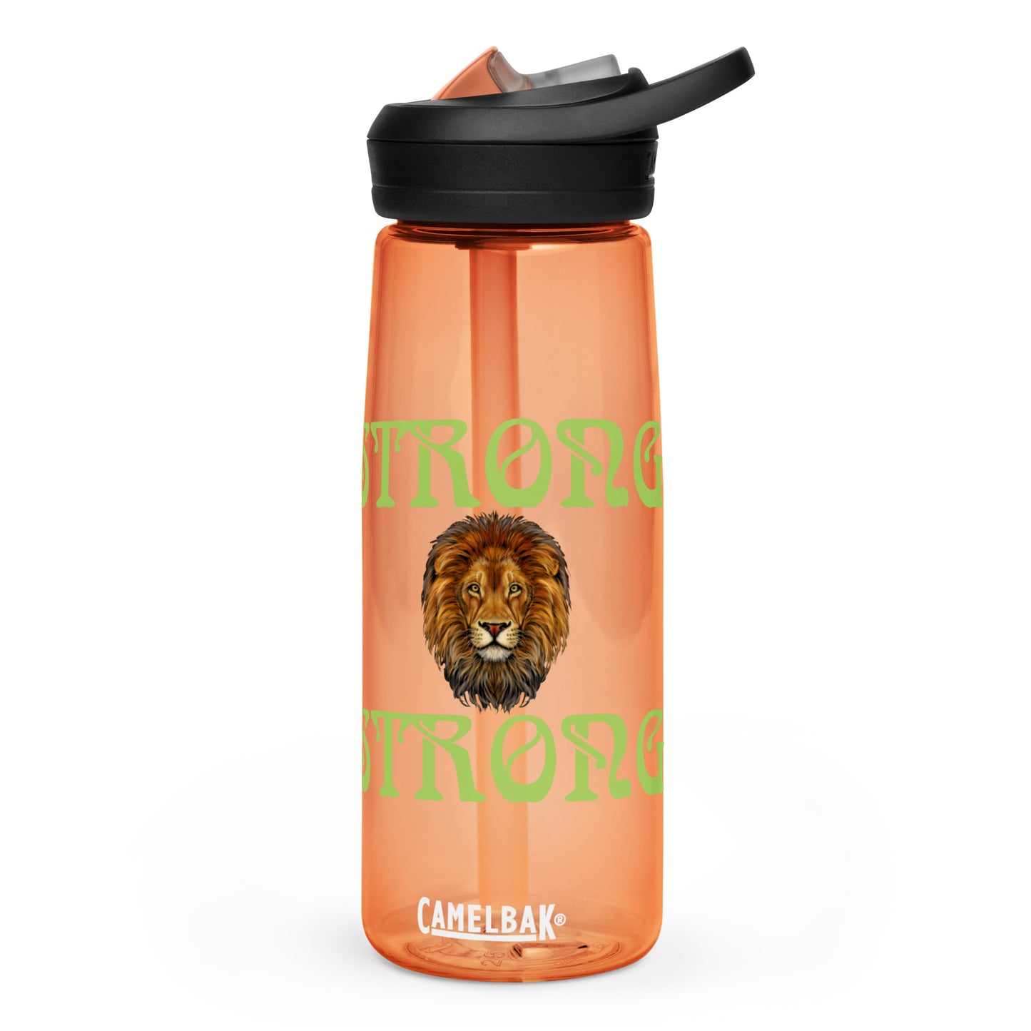 “STRONG” Sports Water Bottle W/Green Font