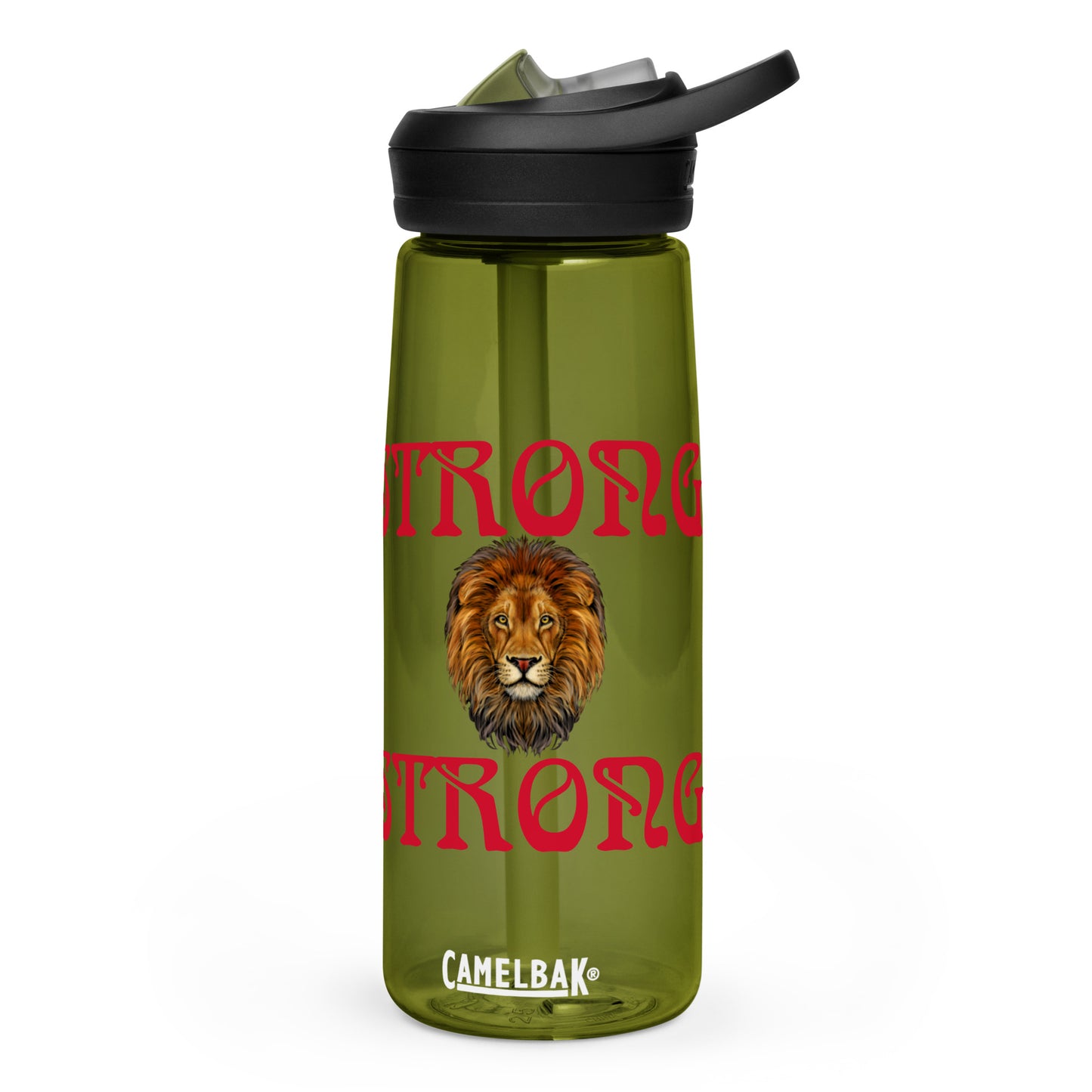 “STRONG” Sports Water Bottle W/Red Font