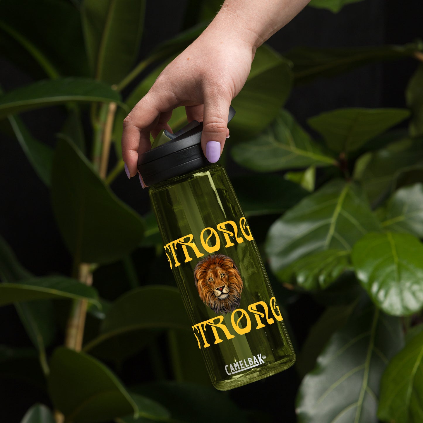 “STRONG” Sports Water Bottle W/Yellow Font