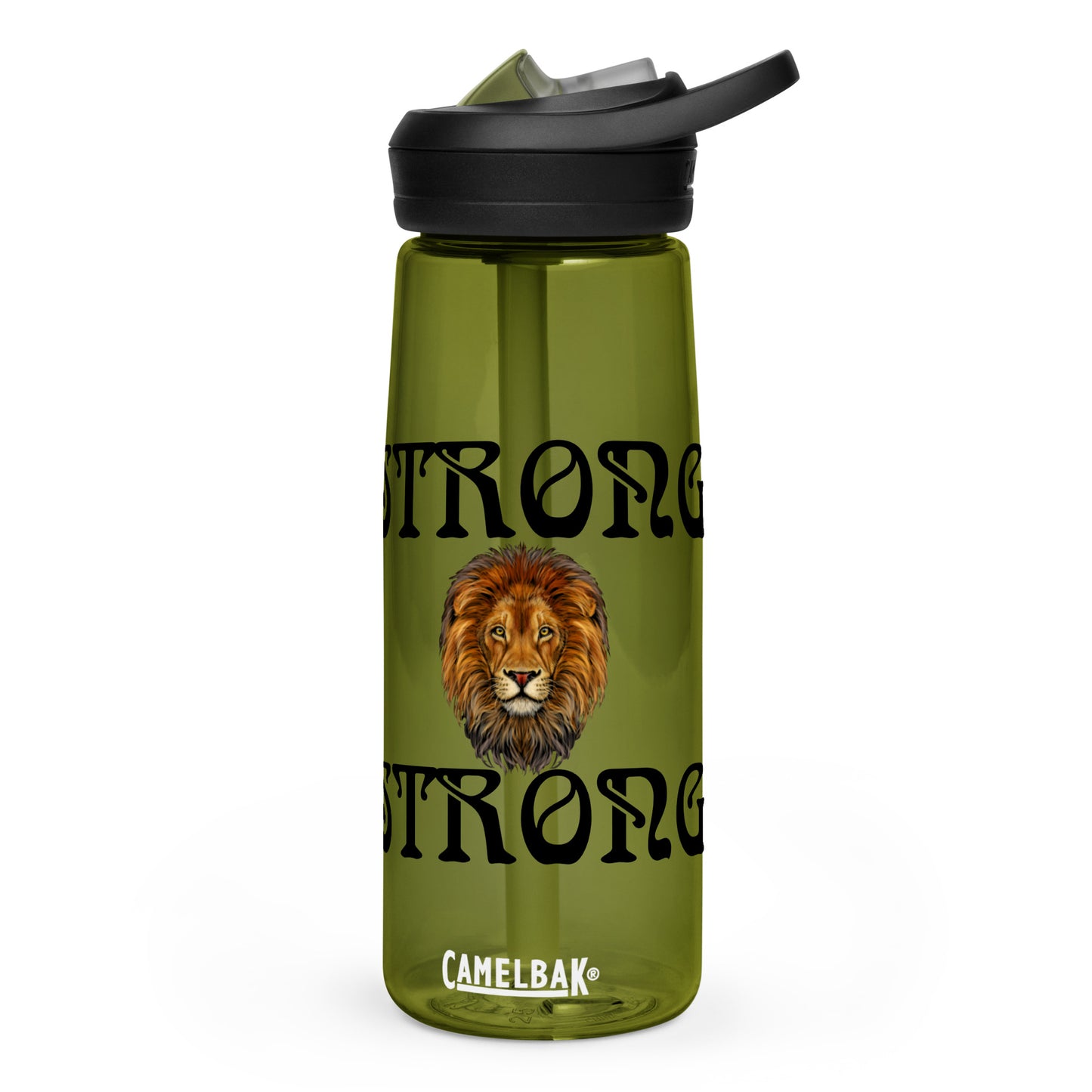 “STRONG” Sports Water Bottle W/Black Font