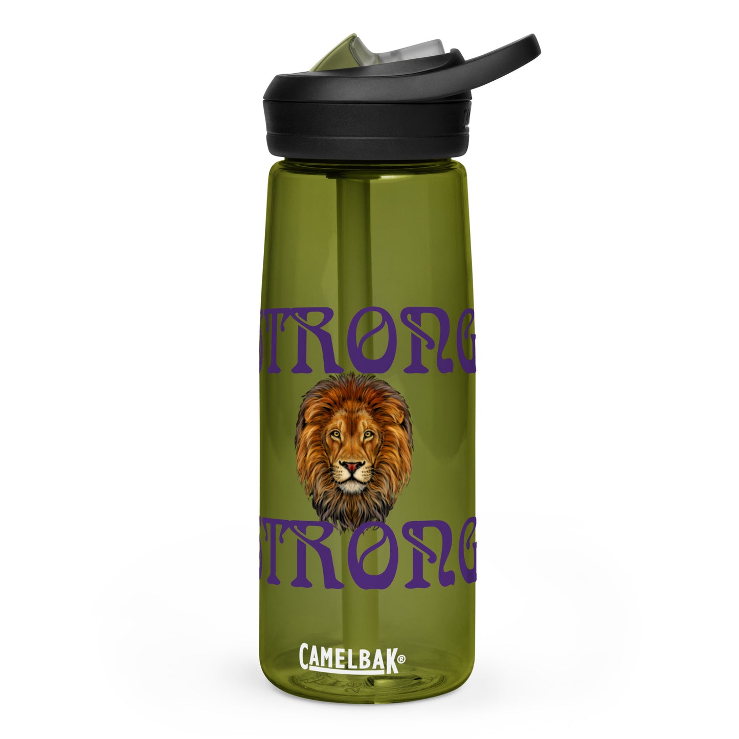 “STRONG” Sports Water Bottle W/Purple Font
