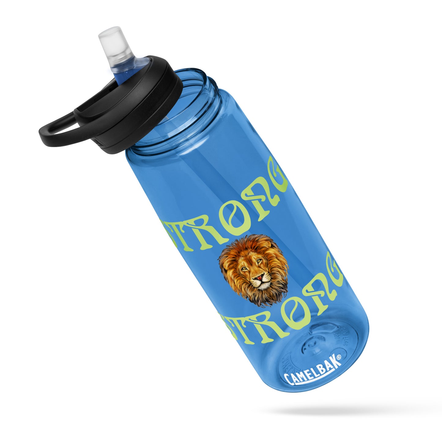 “STRONG” Sports Water Bottle W/Green Font