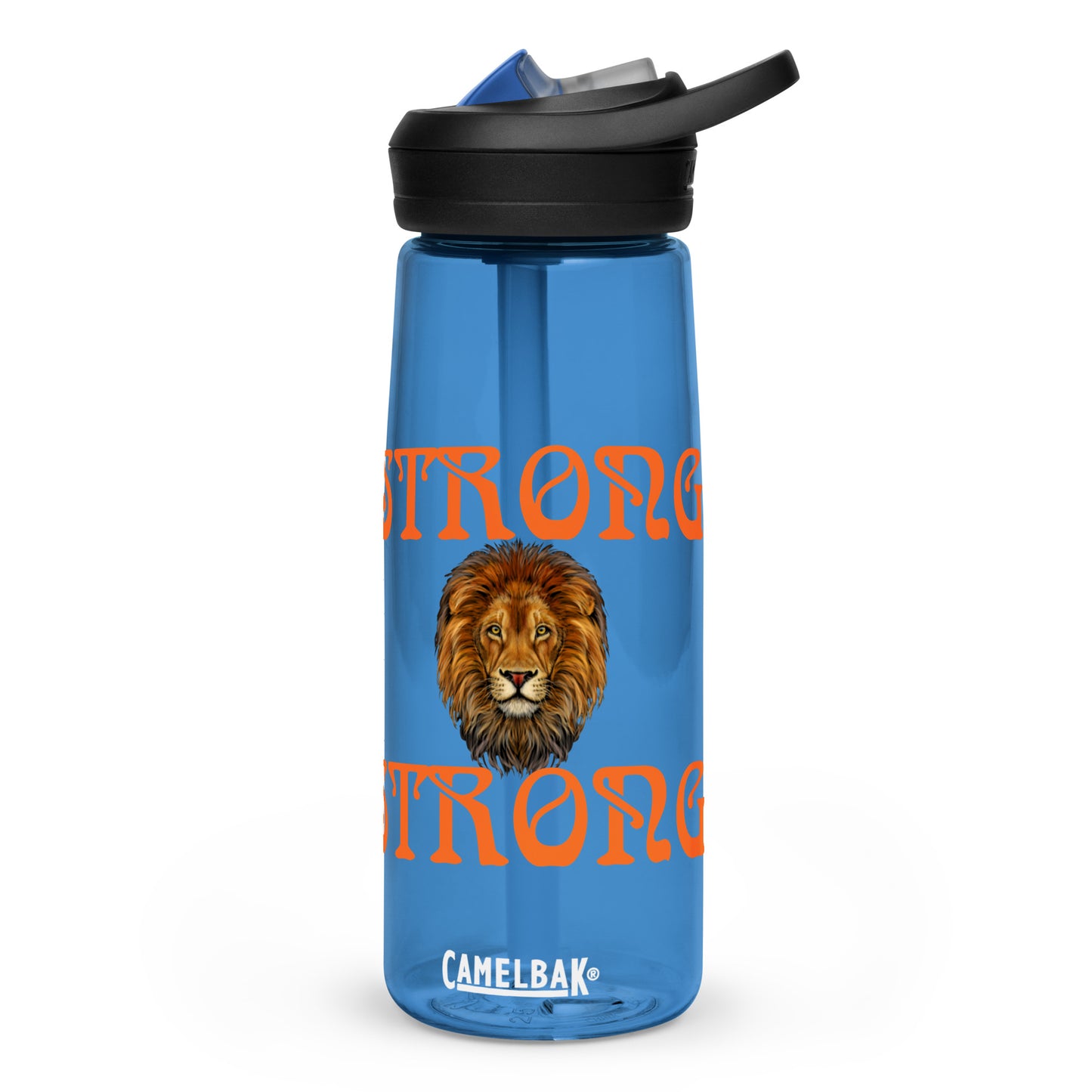 “STRONG” Sports Water Bottle W/Orange Font
