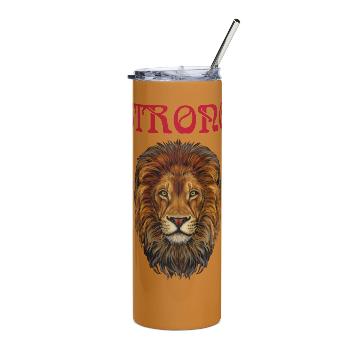 “STRONG”Bronze Stainless Steel Tumbler W/Red Font