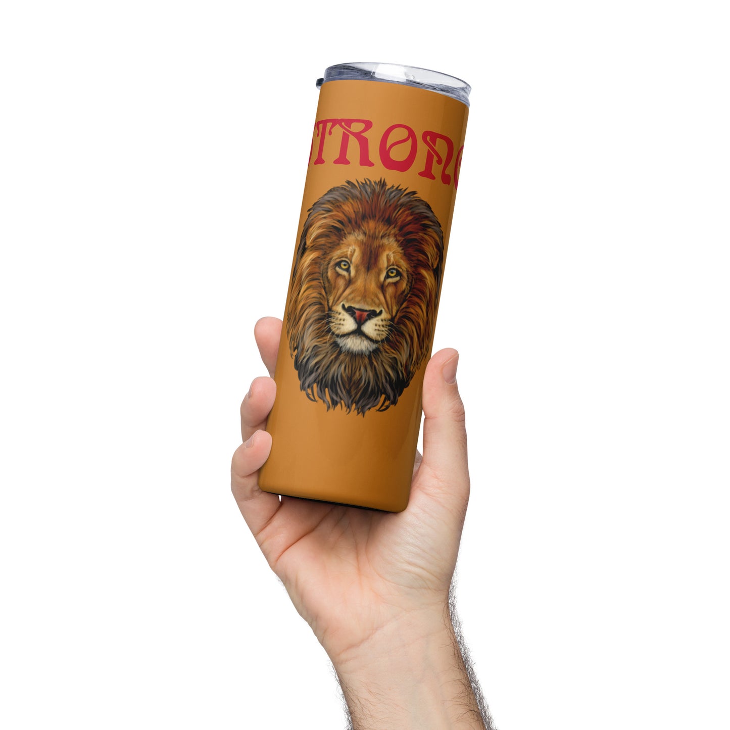 “STRONG”Bronze Stainless Steel Tumbler W/Red Font