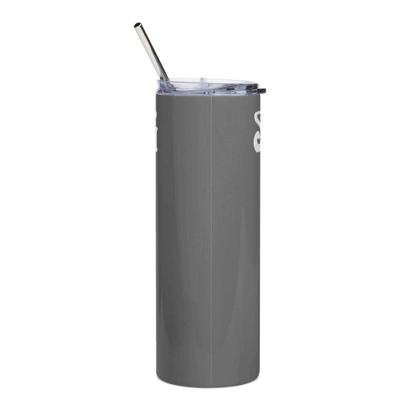 “STRONG”Grey Stainless Steel Tumbler W/White Font