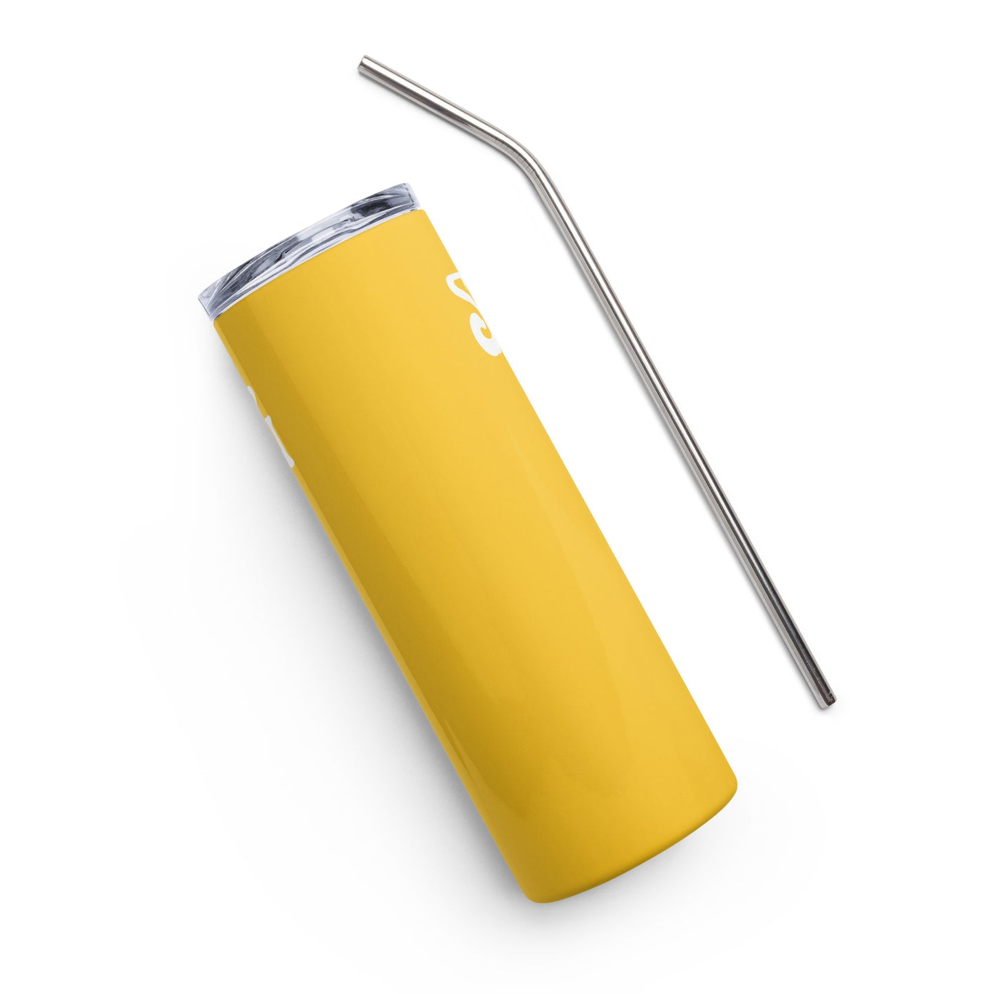 “STRONG”Yellow Stainless Steel Tumbler W/White Font