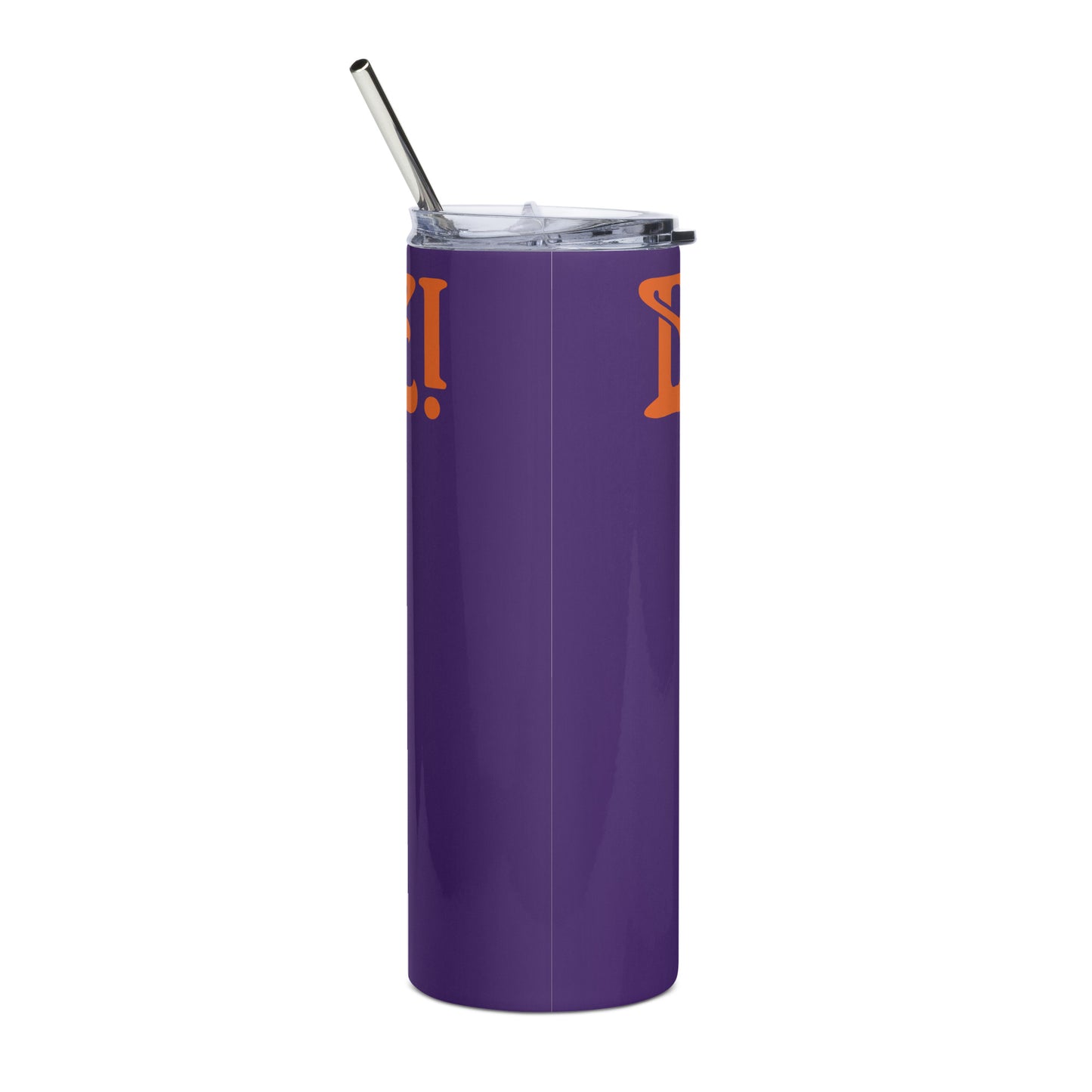“BRAVE!”Purple Stainless Steel Tumbler W/Orange Font