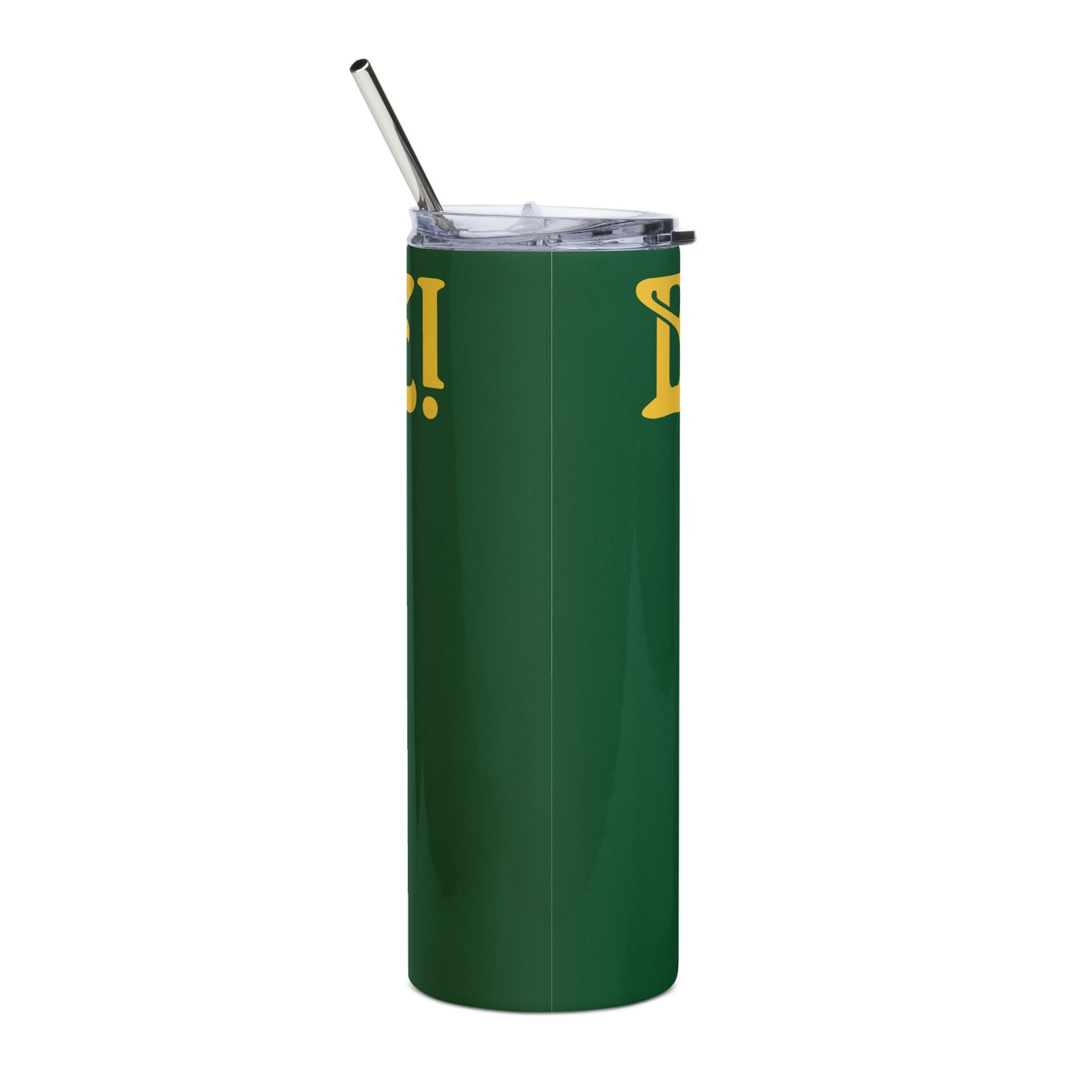 “BRAVE!”Green Stainless Steel Tumbler W/Yellow Font